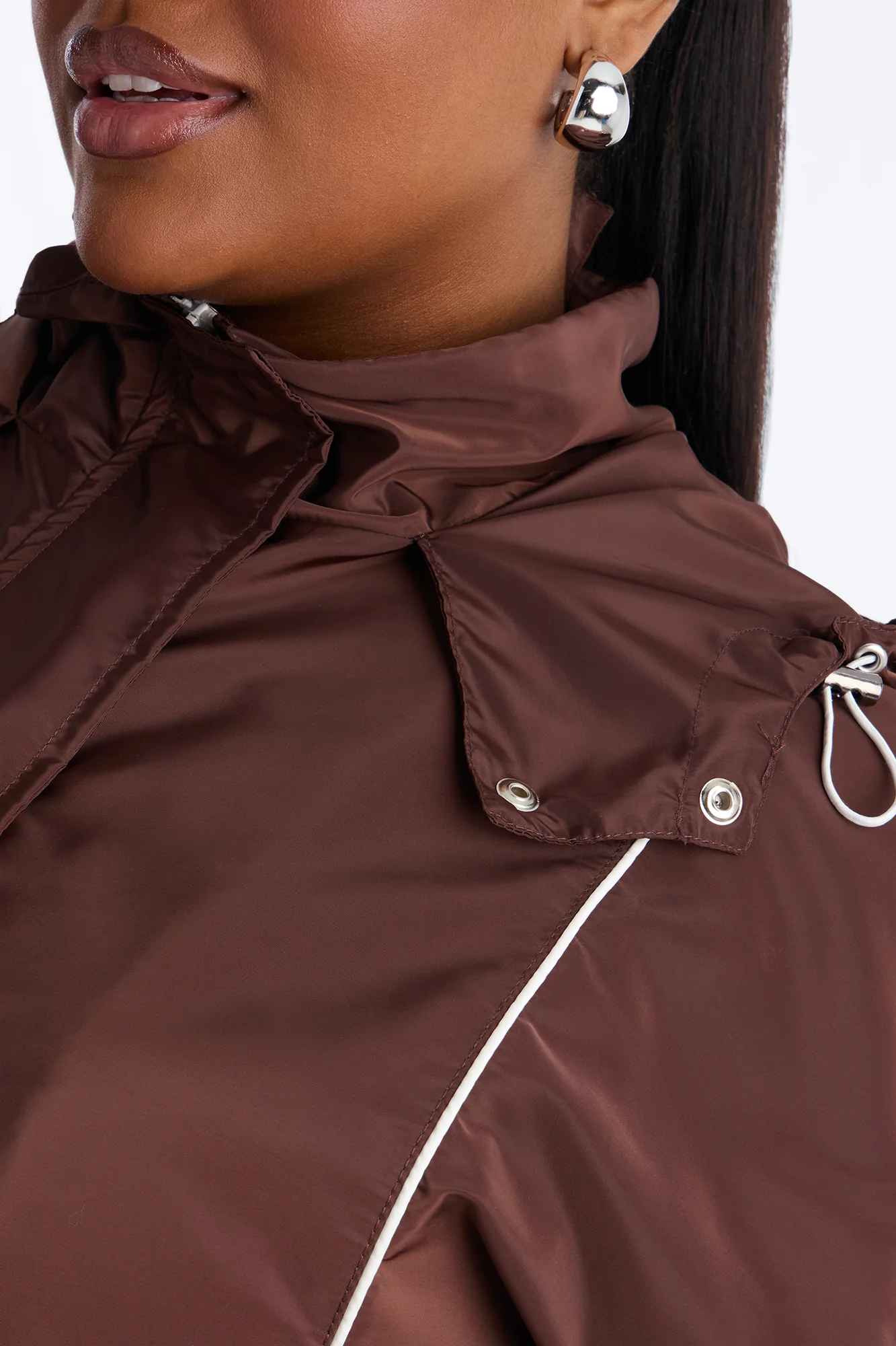Keep It Lowkey Windbreaker Hooded Contrast Jacket - Brown/combo - Image 7
