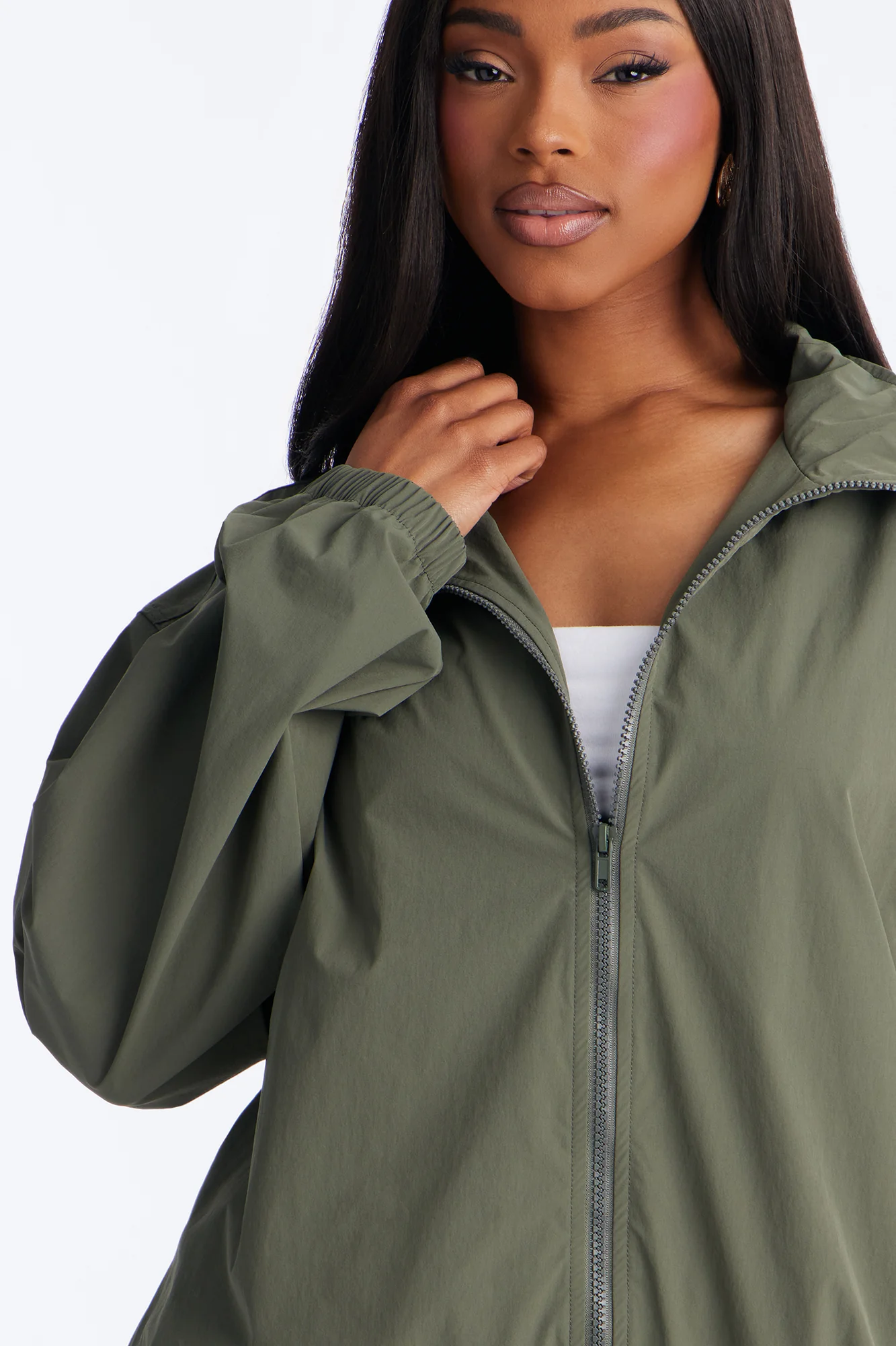 Keep It Moving Windbreaker Lounge Jacket - Olive - Image 3