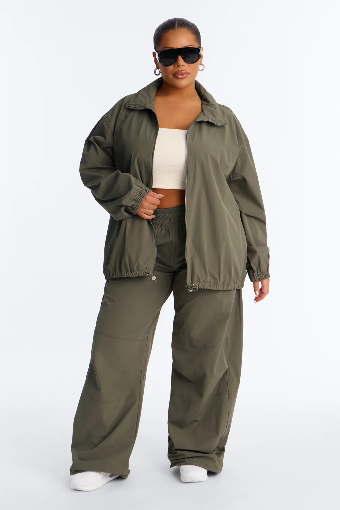 Keep It Moving Windbreaker Lounge Jacket - Olive - Image 6