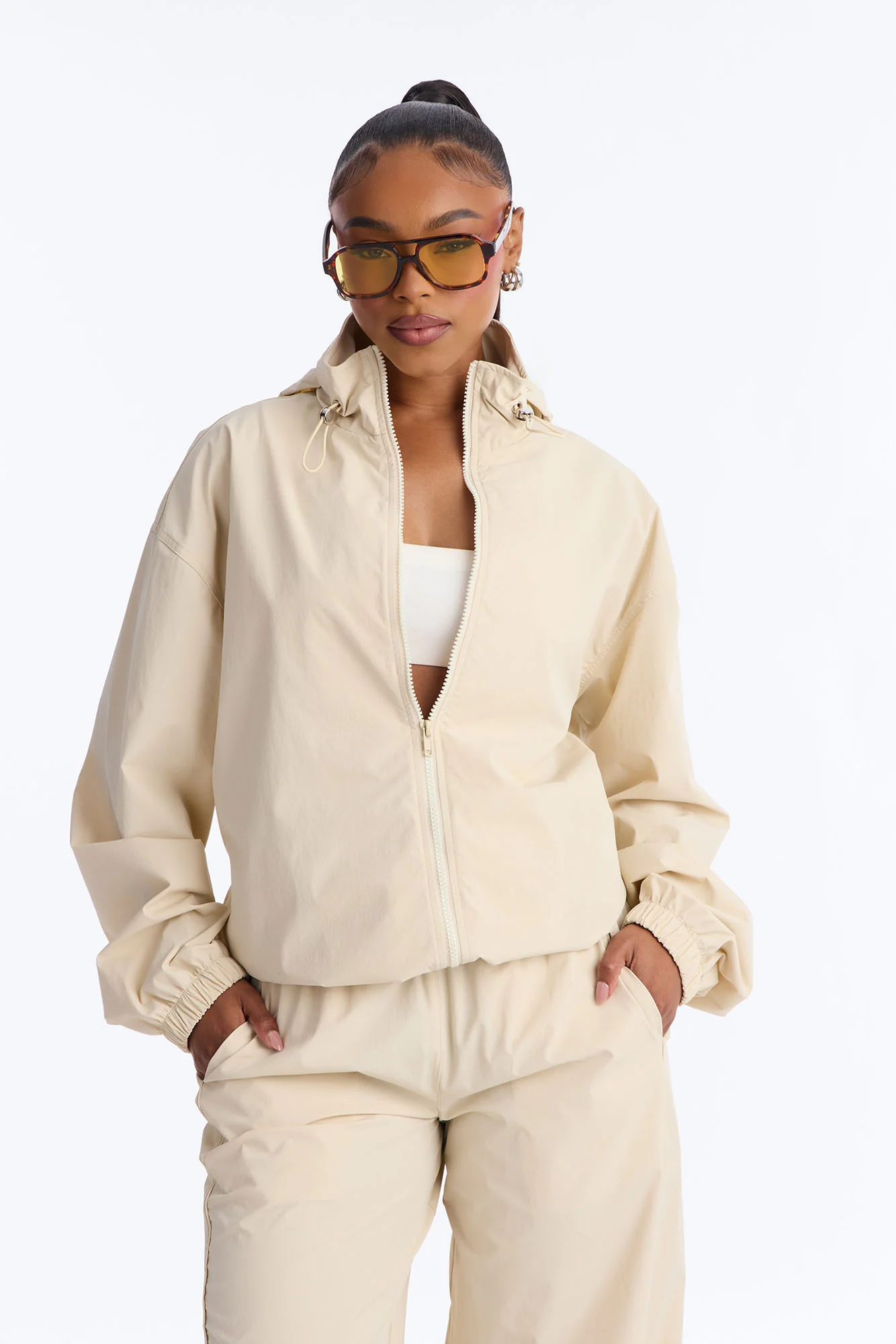 Keep It Moving Windbreaker Lounge Jacket - Sand