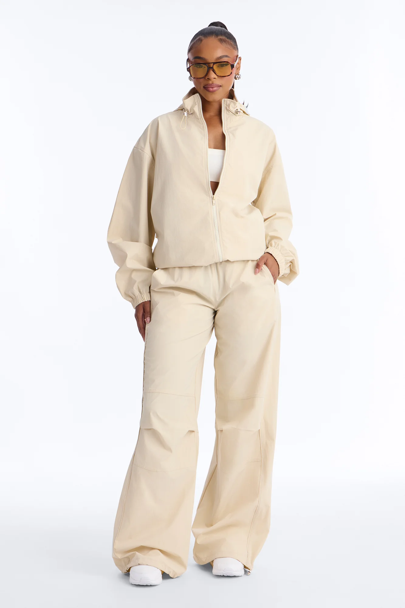 Keep It Moving Windbreaker Lounge Jacket - Sand - Image 2