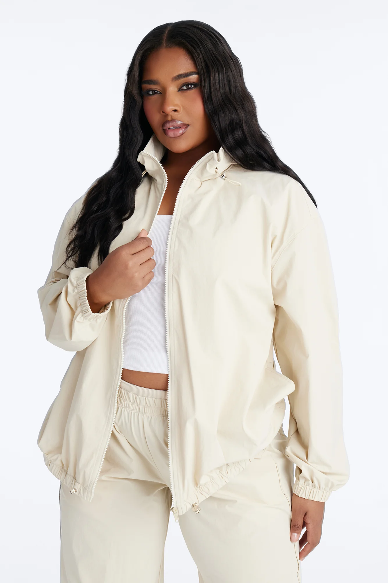 Keep It Moving Windbreaker Lounge Jacket - Sand - Image 5