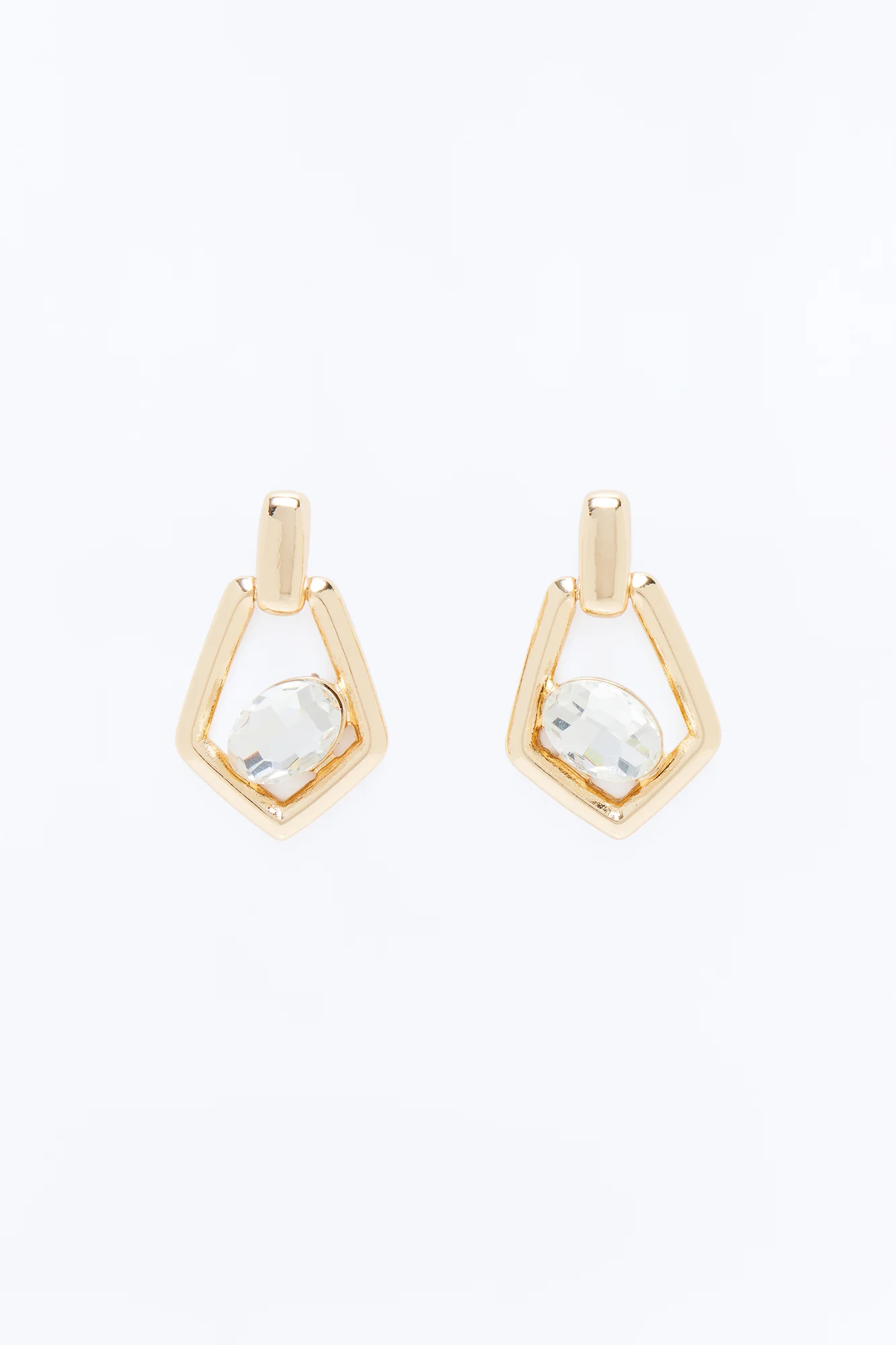 Keep It Rhinestone Drop Earrings - Gold/Clear