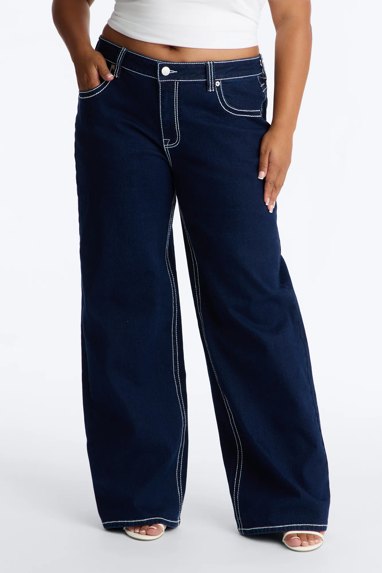 Keep It Simple Baggy Jeans - Dark Wash - Image 6