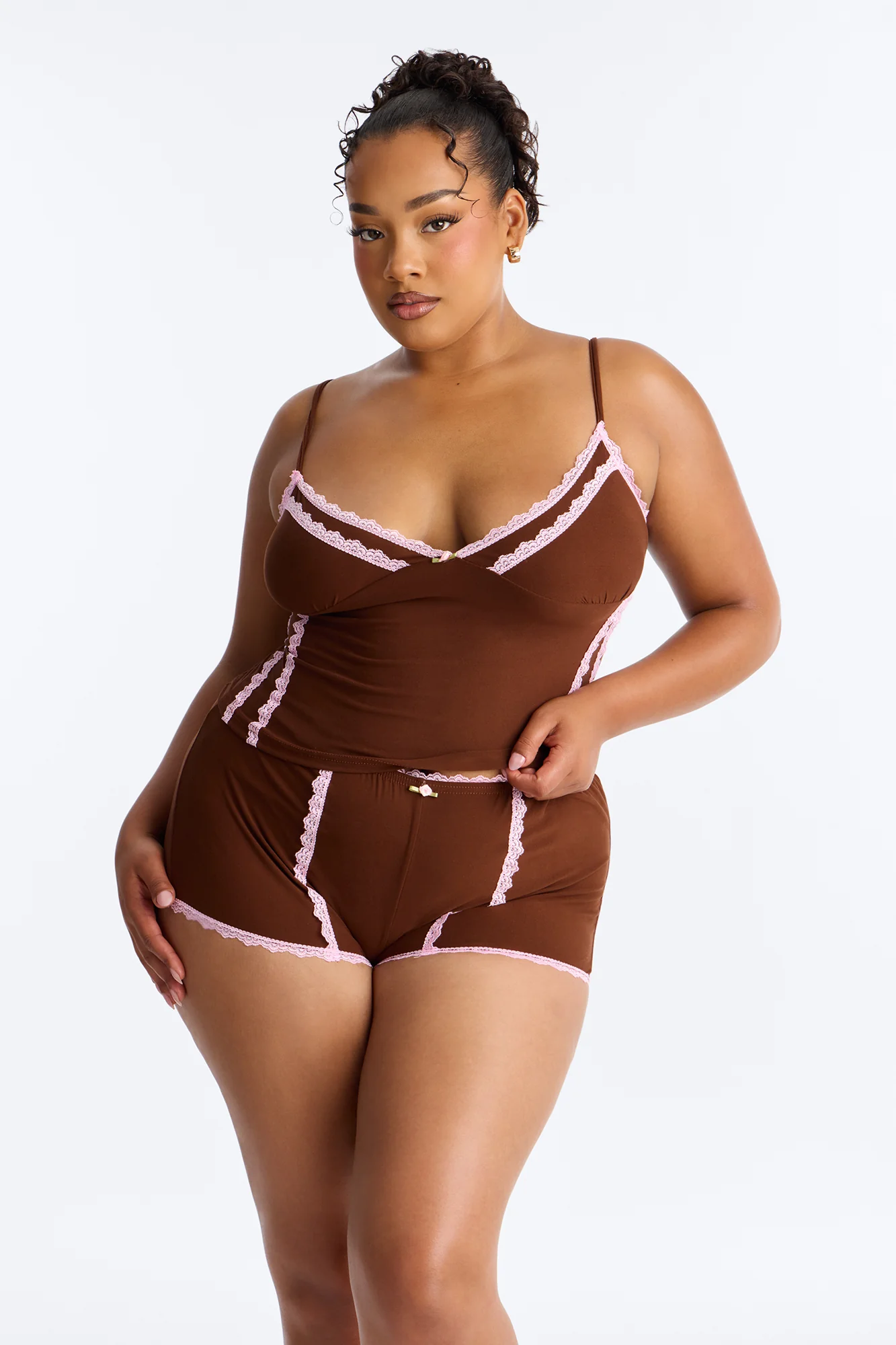 Keep Me Warm PJ Short Set - Chocolate/Combo - Image 4