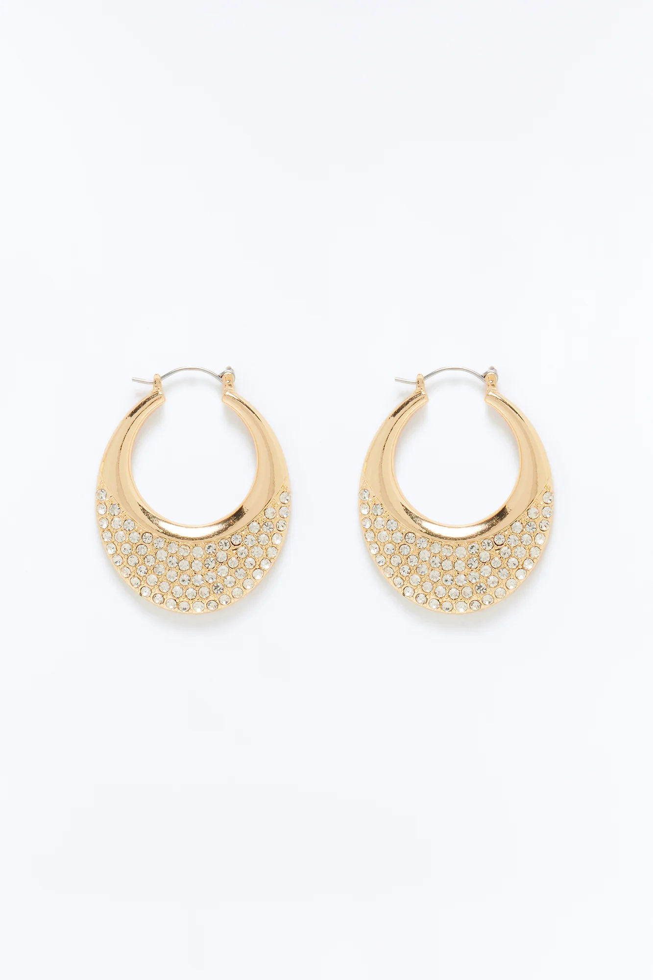 Keep The Rhinestone Hoop Earrings - Gold - Image 3