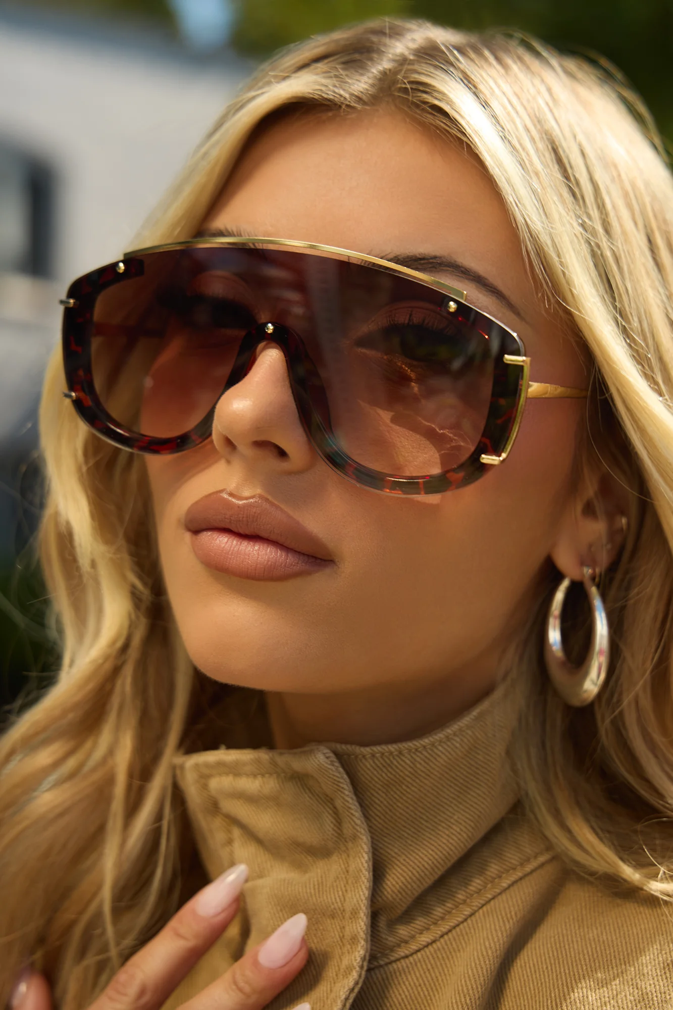 Keep Them Cute Shield Sunglasses - Tortoise