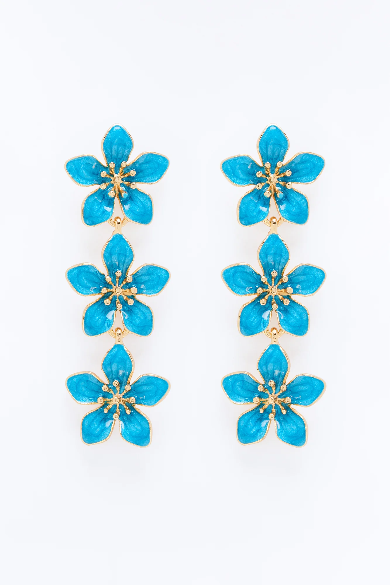Keep Thriving Floral Linear Earrings - Blue