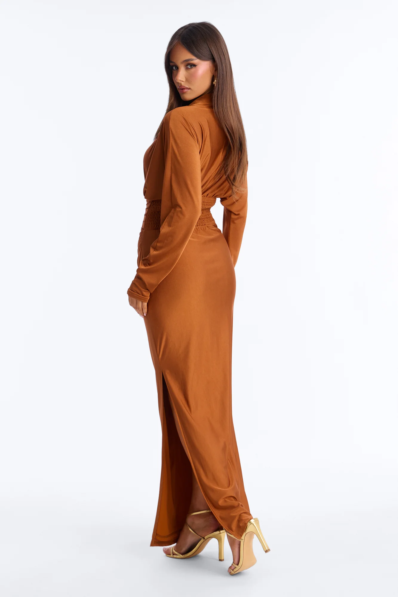 Keep You In Mind Tricot Maxi Dress - Bronze - Image 4