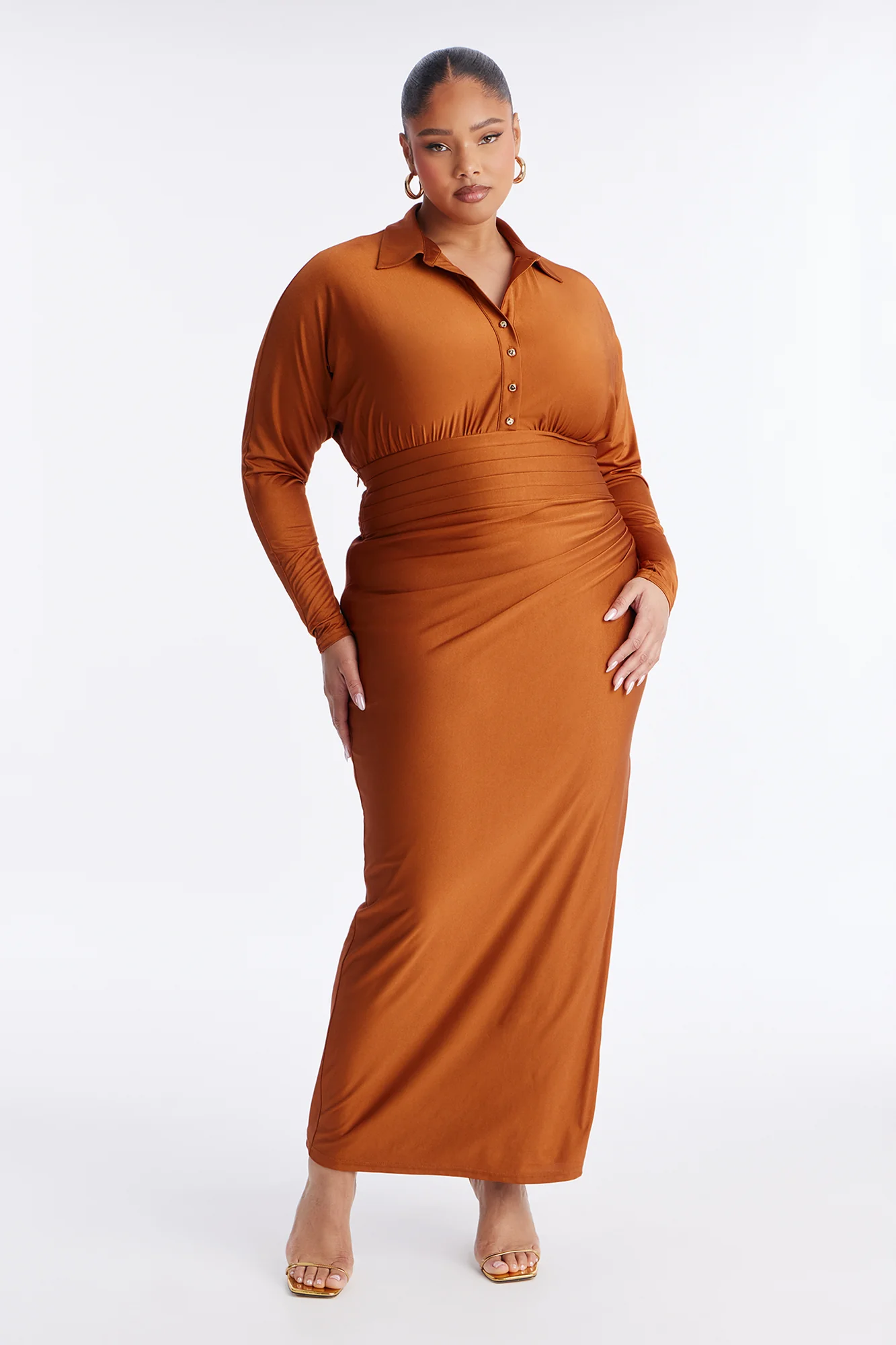 Keep You In Mind Tricot Maxi Dress - Bronze - Image 5