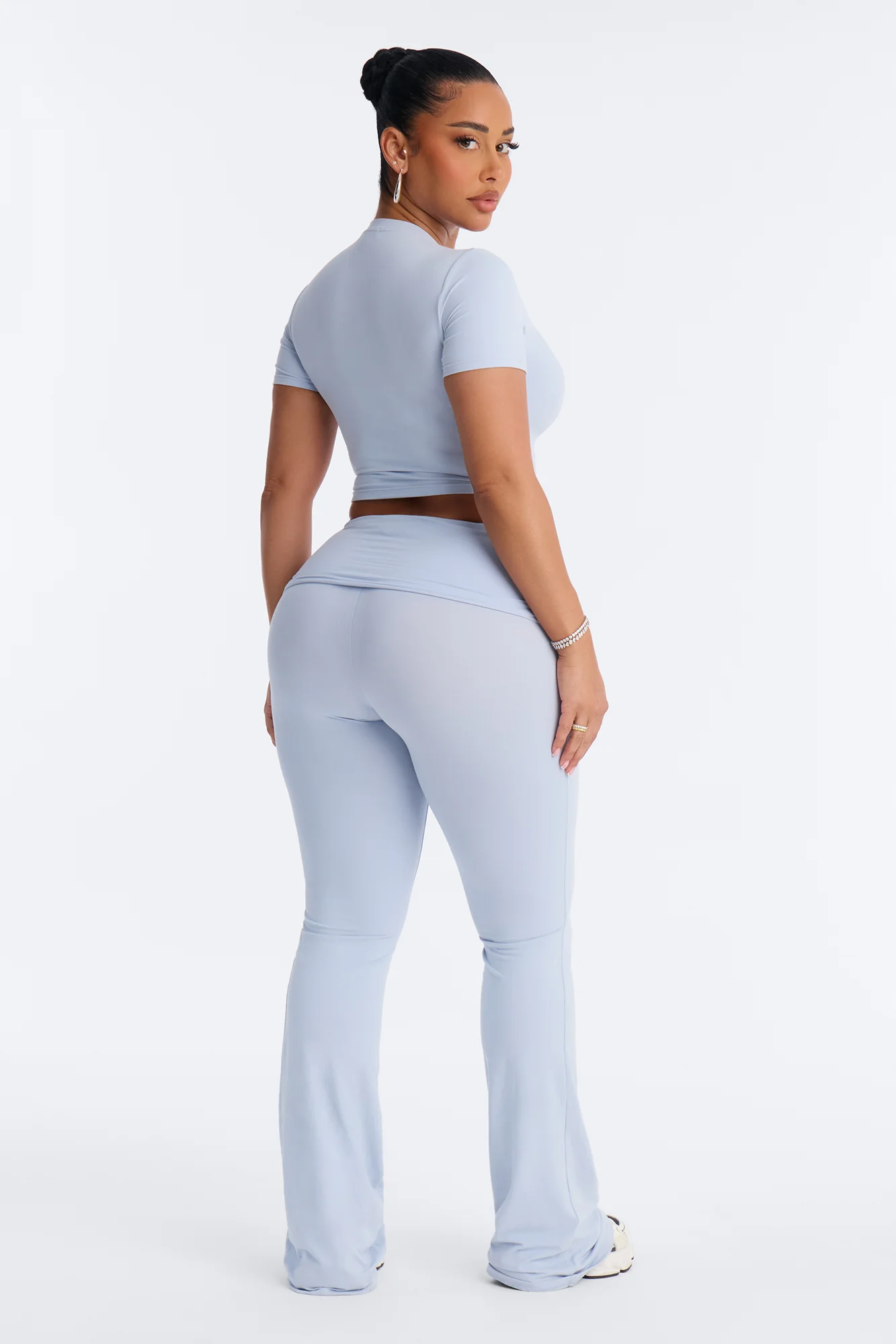 Keeping Up Foldover Waist Pant Set - Blue - Image 4