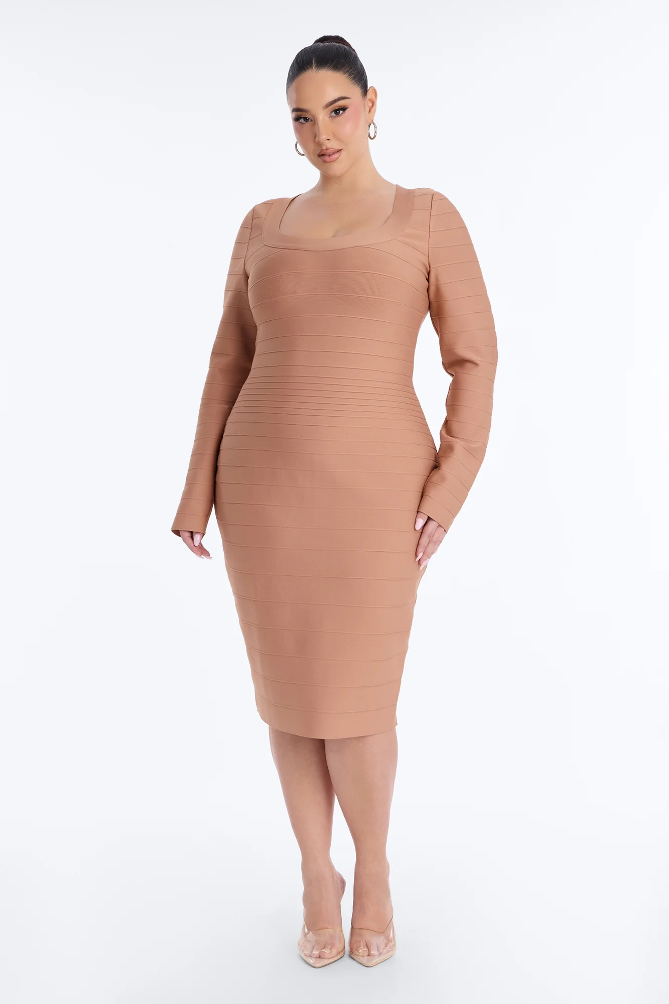 Keira Bandage Midi Dress - Taupe - Image 5