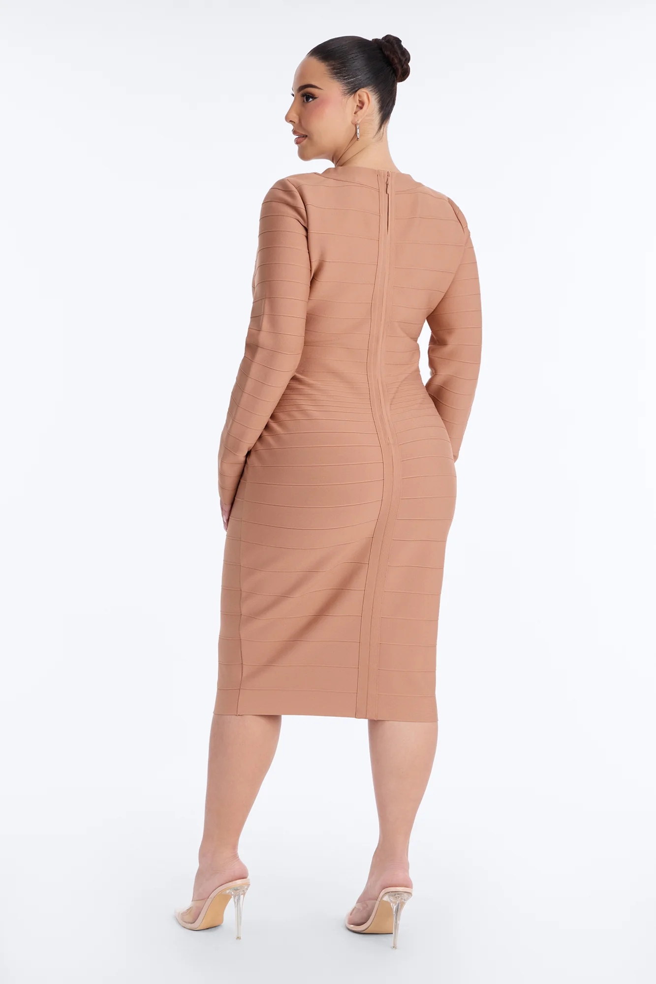 Keira Bandage Midi Dress - Taupe - Image 8