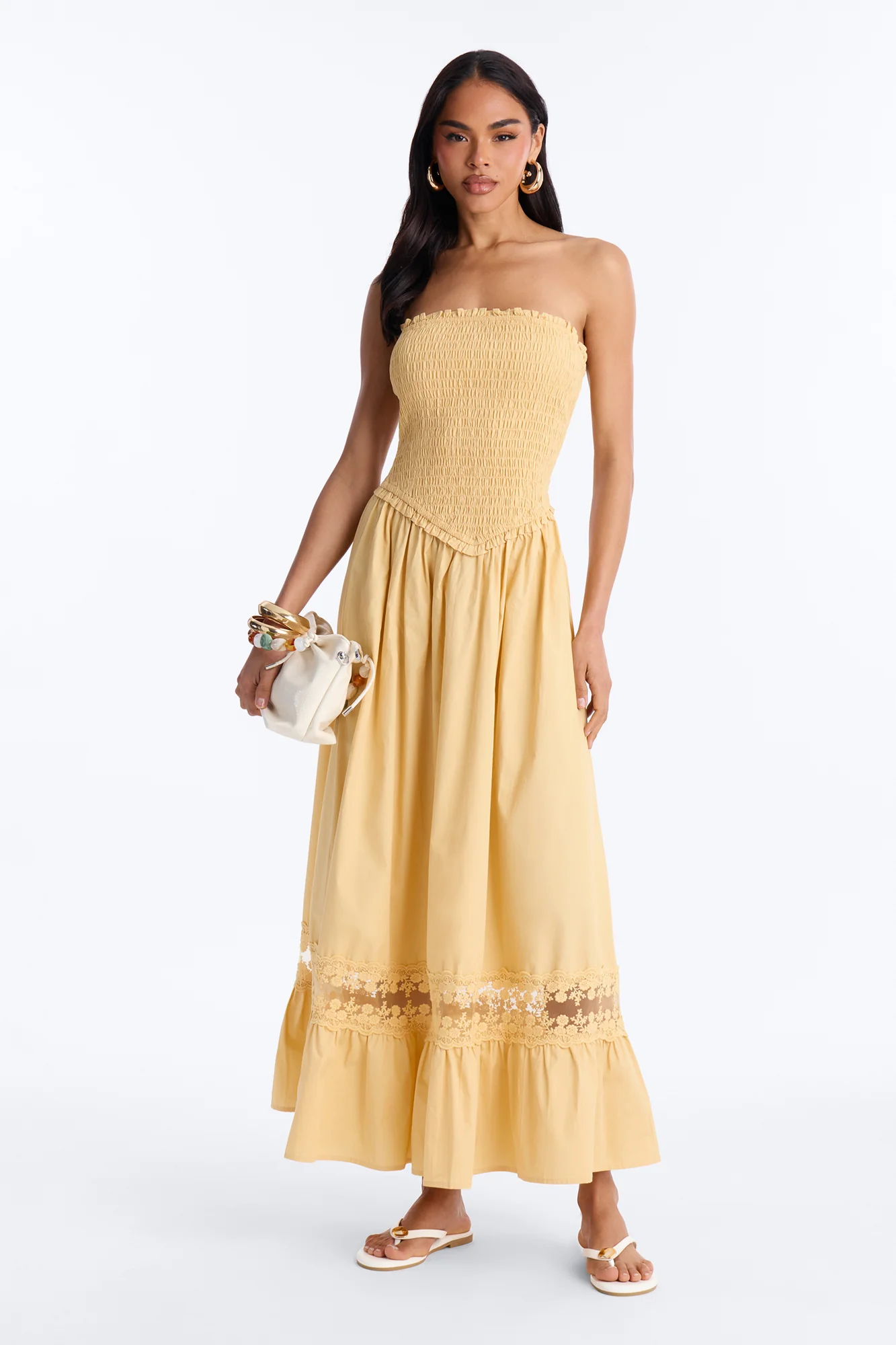 Keira Strapless Maxi Dress - Butter Yellow
