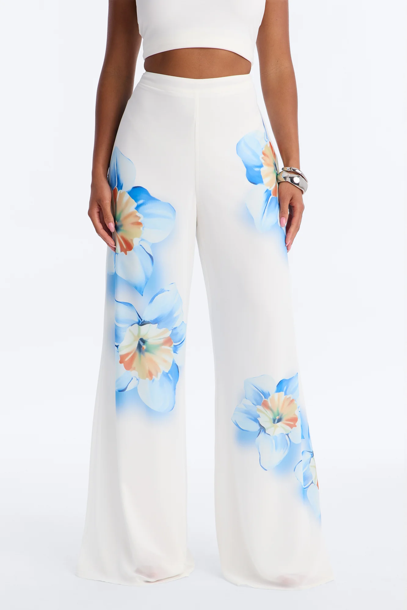 Kelly High Rise Floral Print Wide Leg Pant - White/combo - Image 2