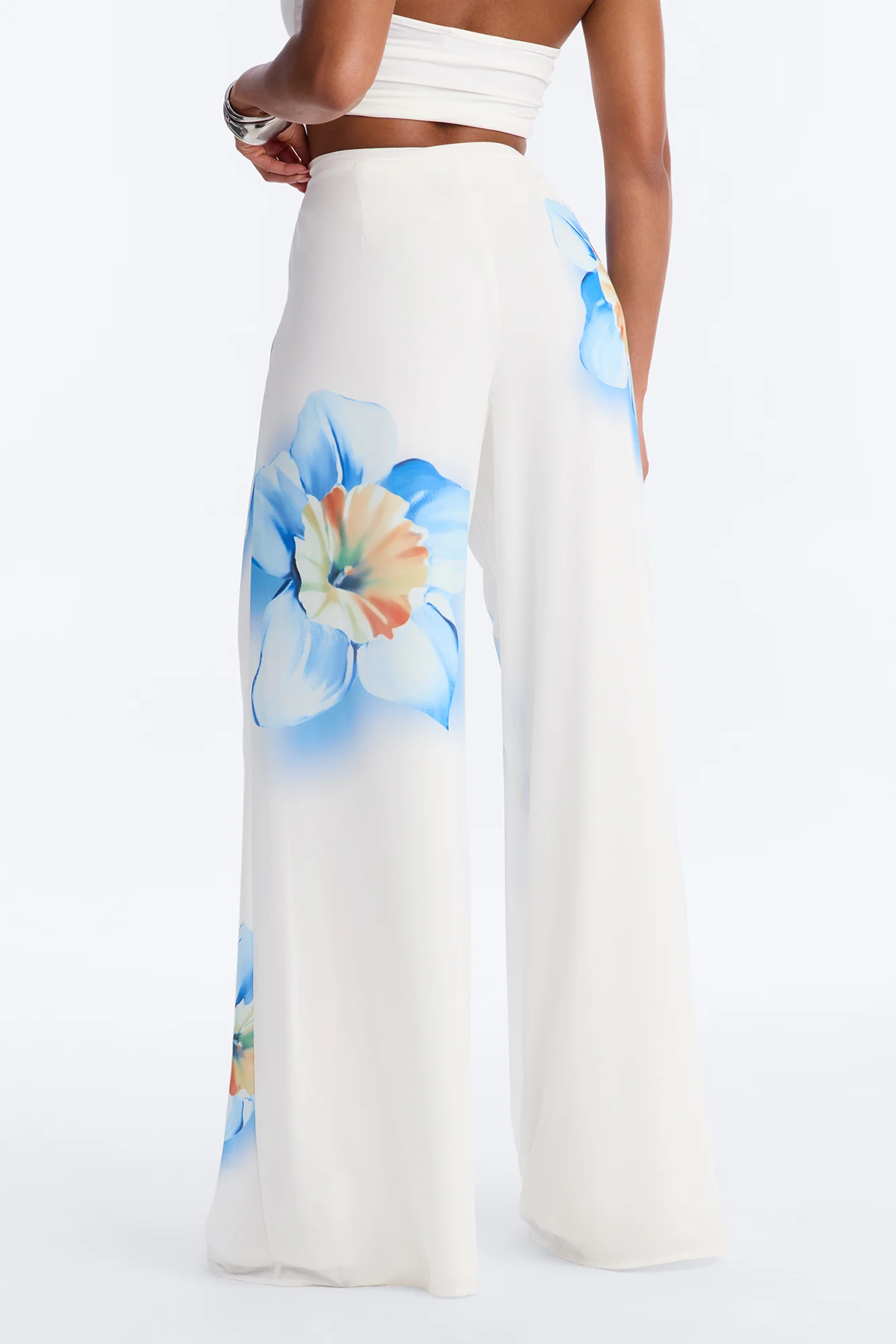 Kelly High Rise Floral Print Wide Leg Pant - White/combo - Image 4