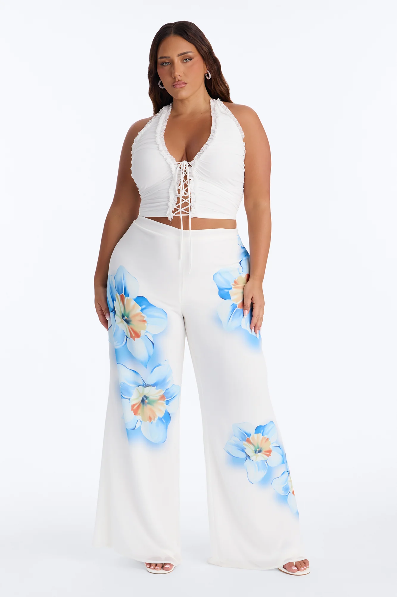 Kelly High Rise Floral Print Wide Leg Pant - White/combo - Image 5