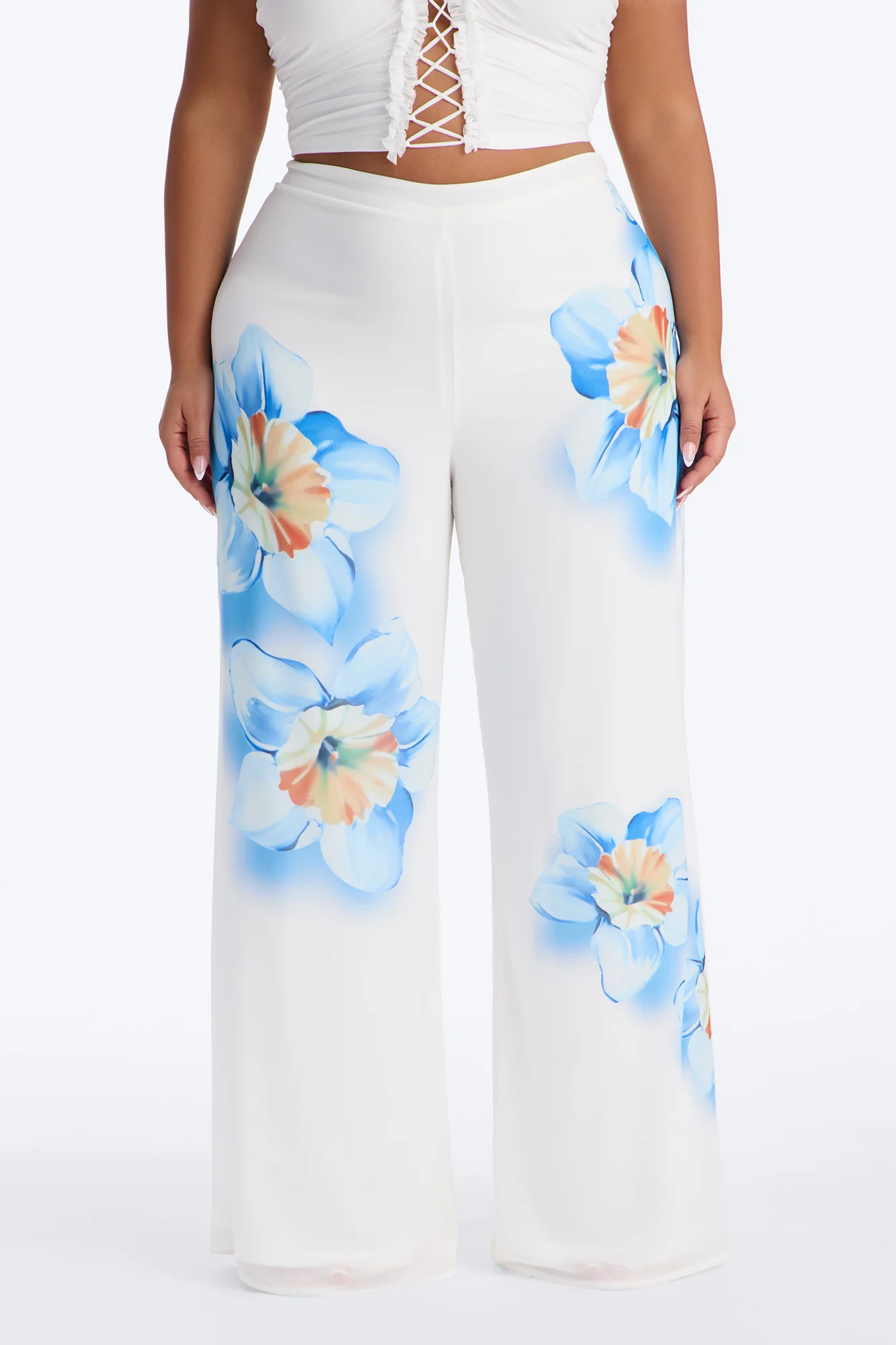 Kelly High Rise Floral Print Wide Leg Pant - White/combo - Image 6