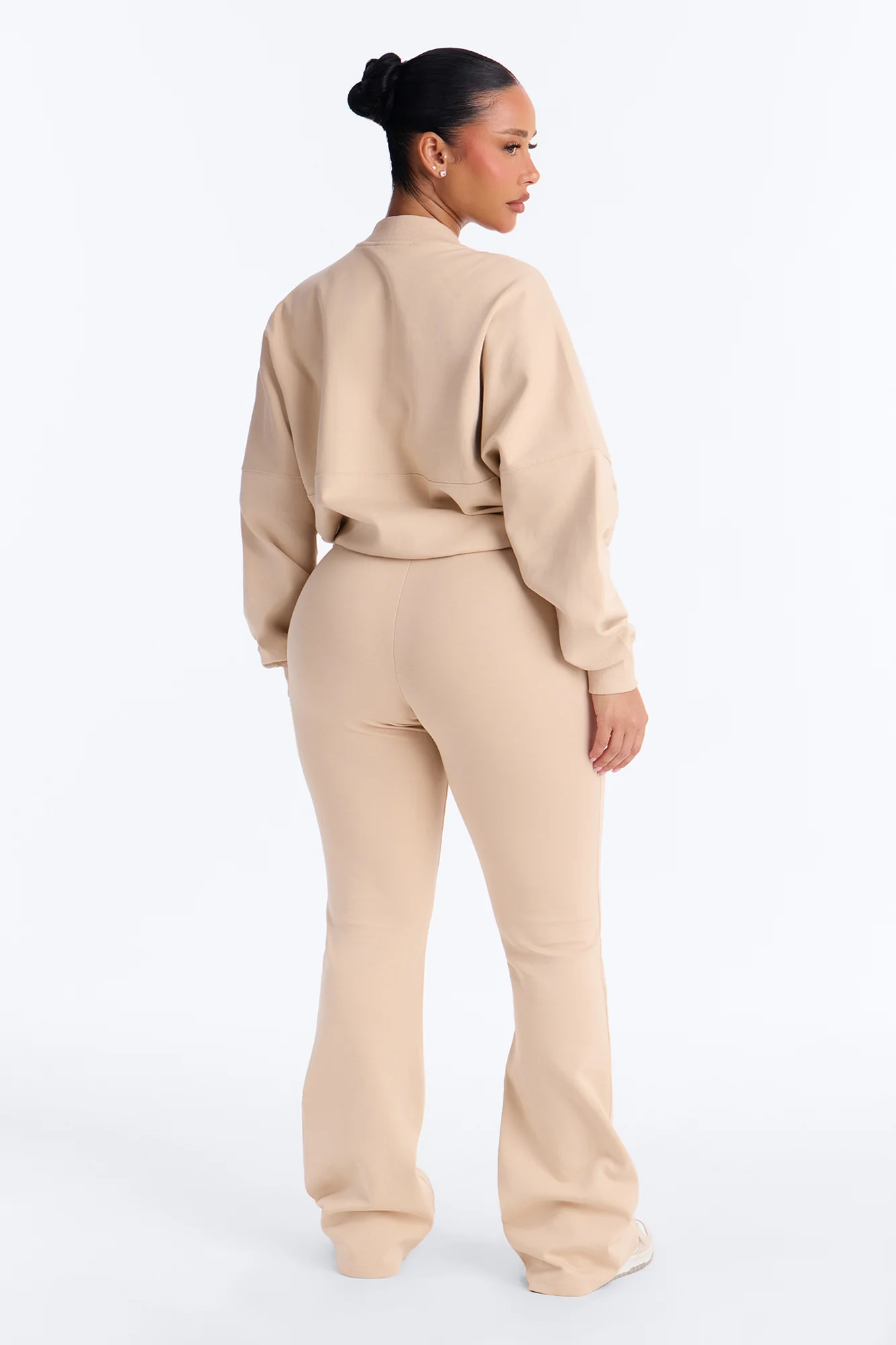 Kelsey Double Zip Flare Leg Pant Set - Stone - Image 4