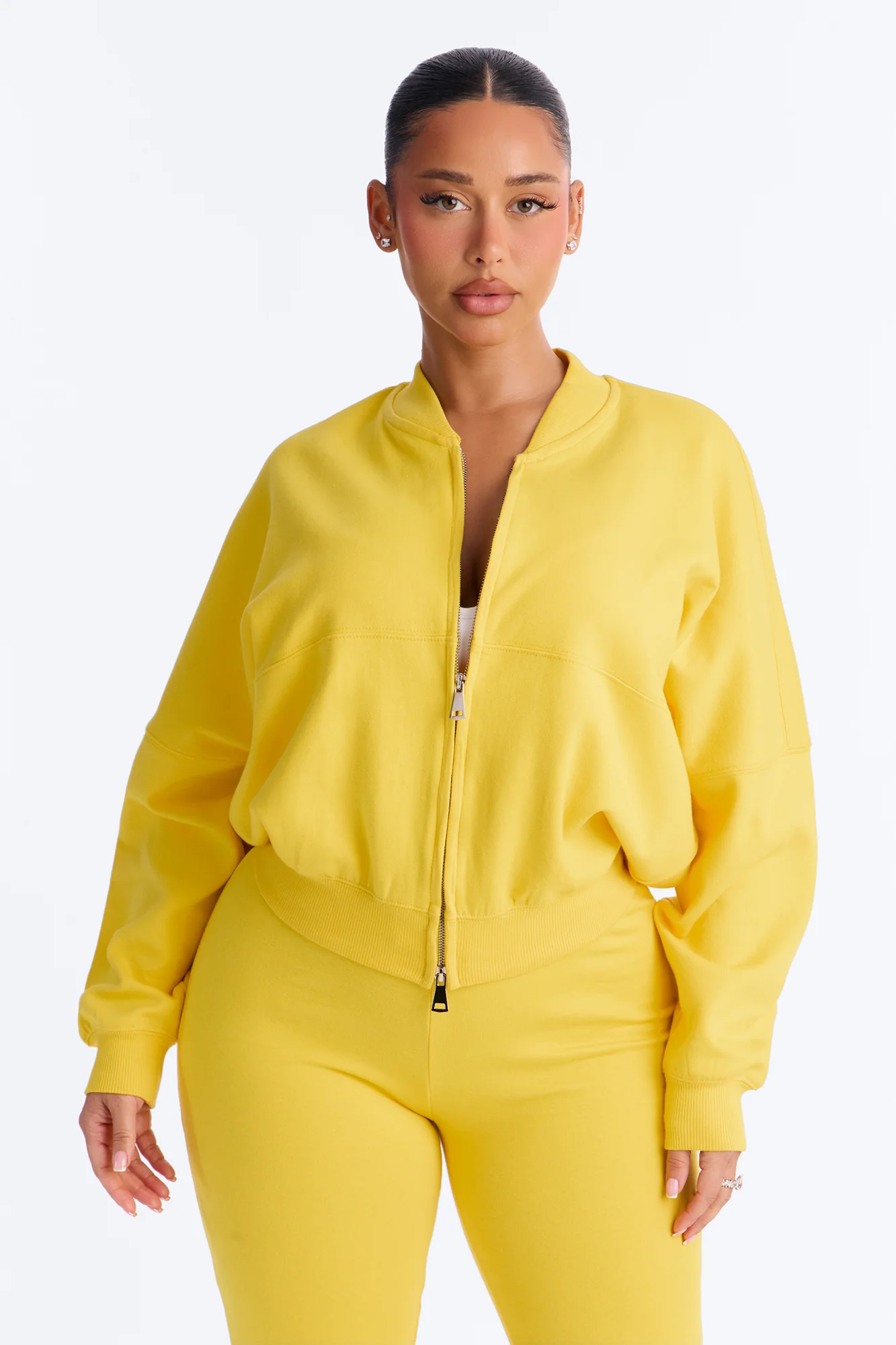 Kelsey Double Zip Flare Leg Pant Set - Yellow - Image 2