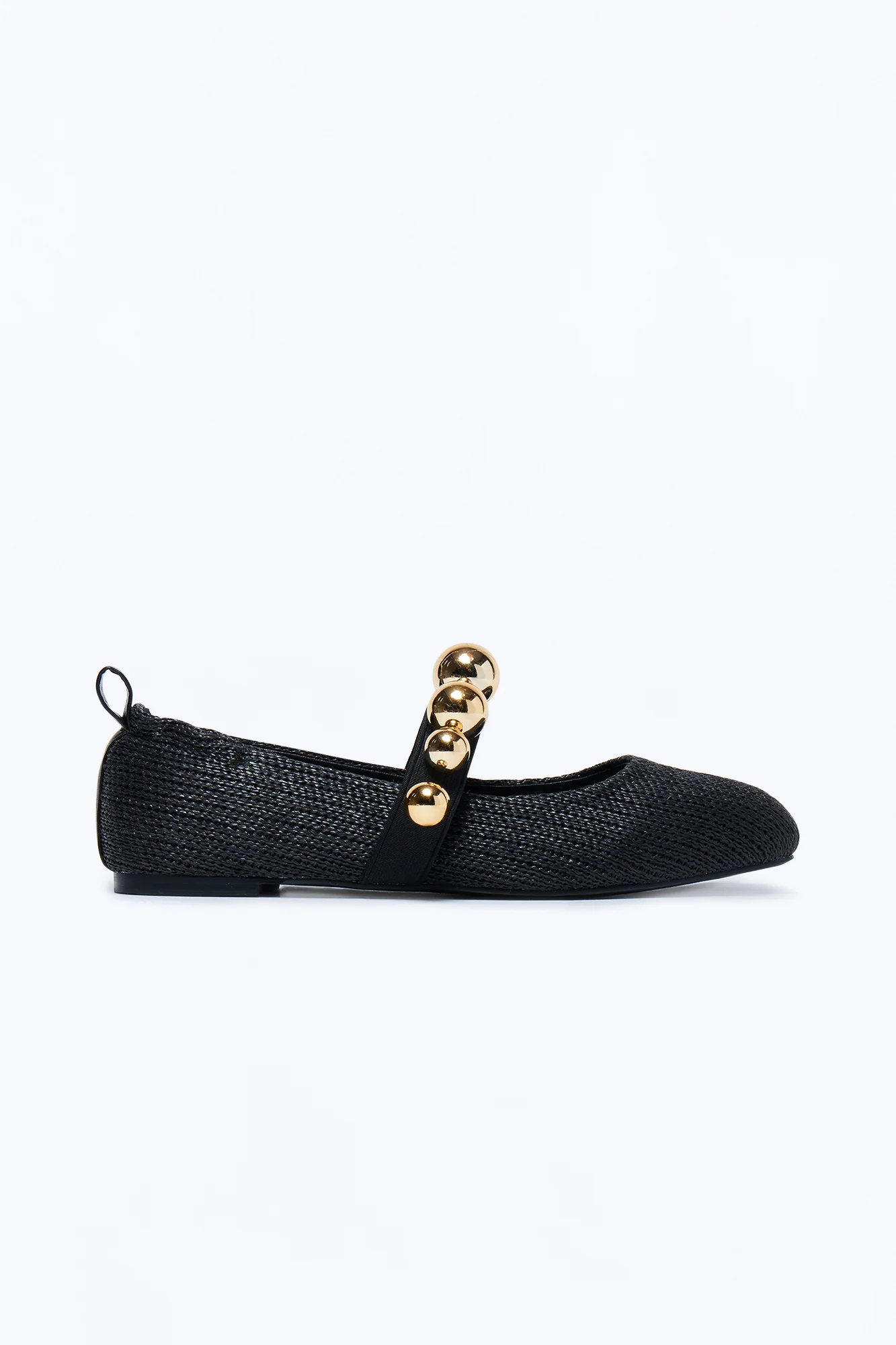 Kember Hardware Raffia Flats - Black