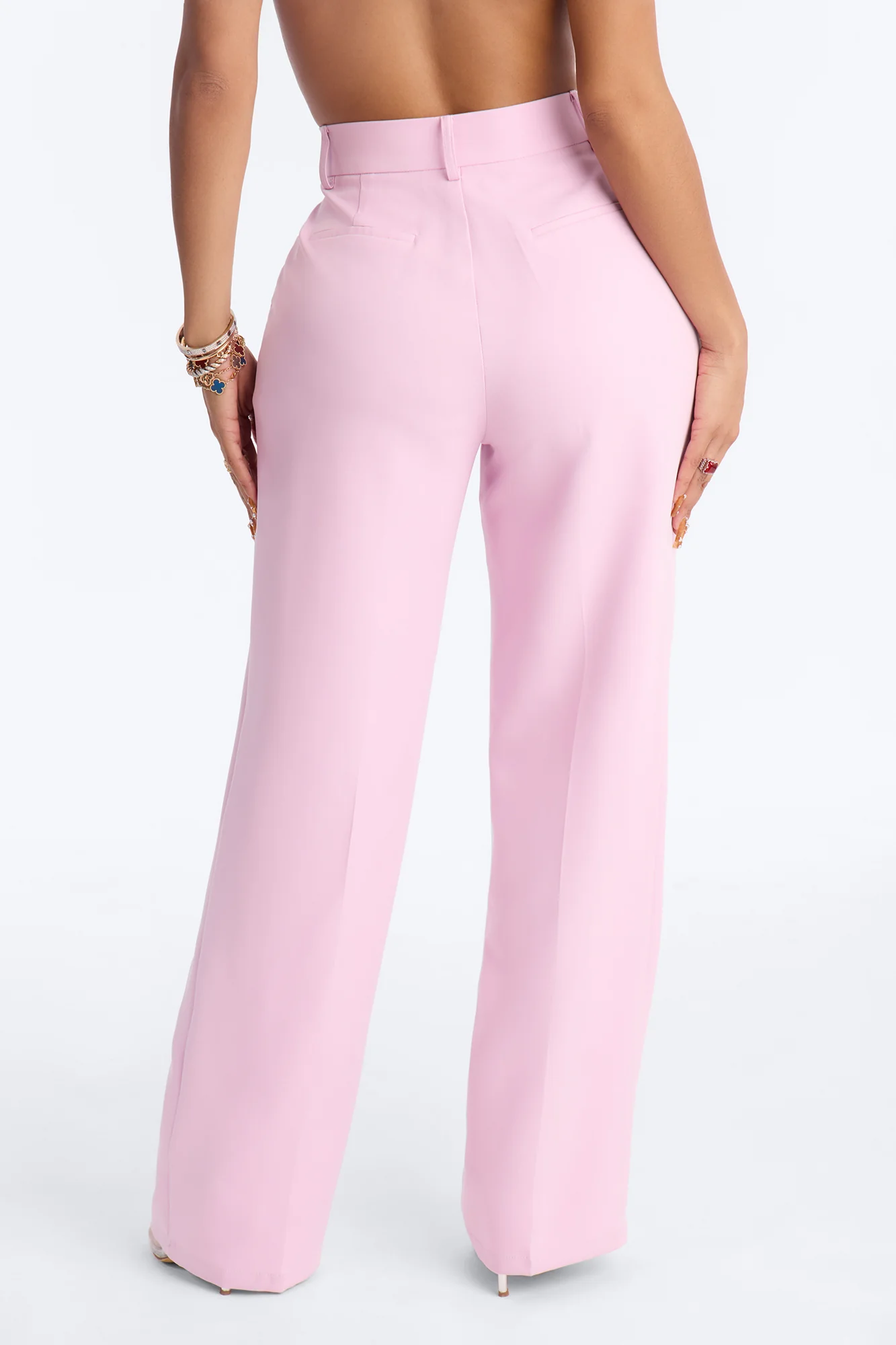 Kendall High Rise Trouser Pant - Pink - Image 3