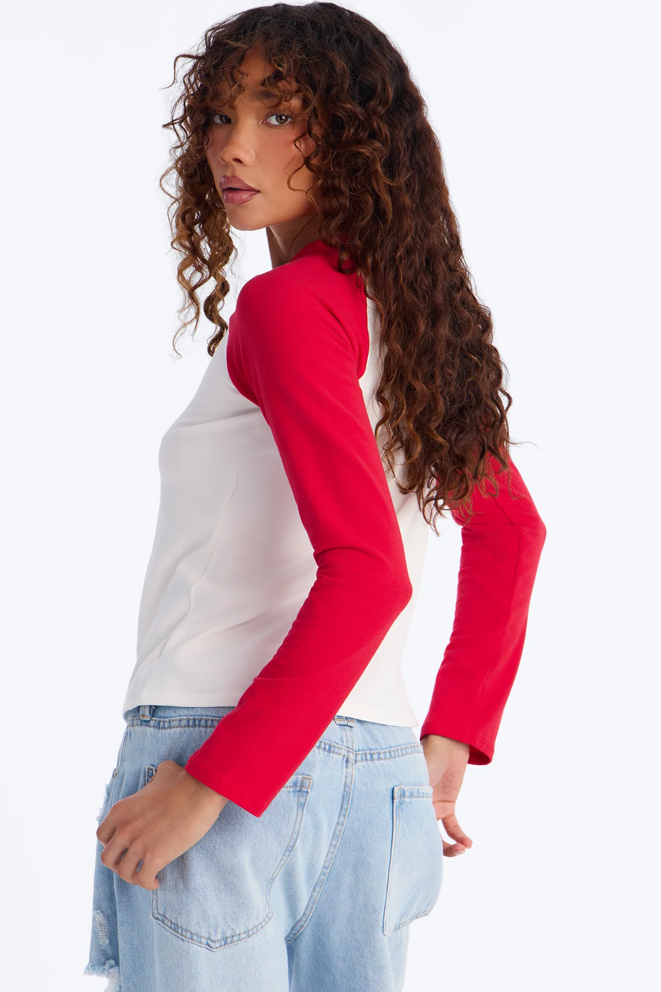 Kendall Long Sleeve Raglan Top - Red/combo - Image 3
