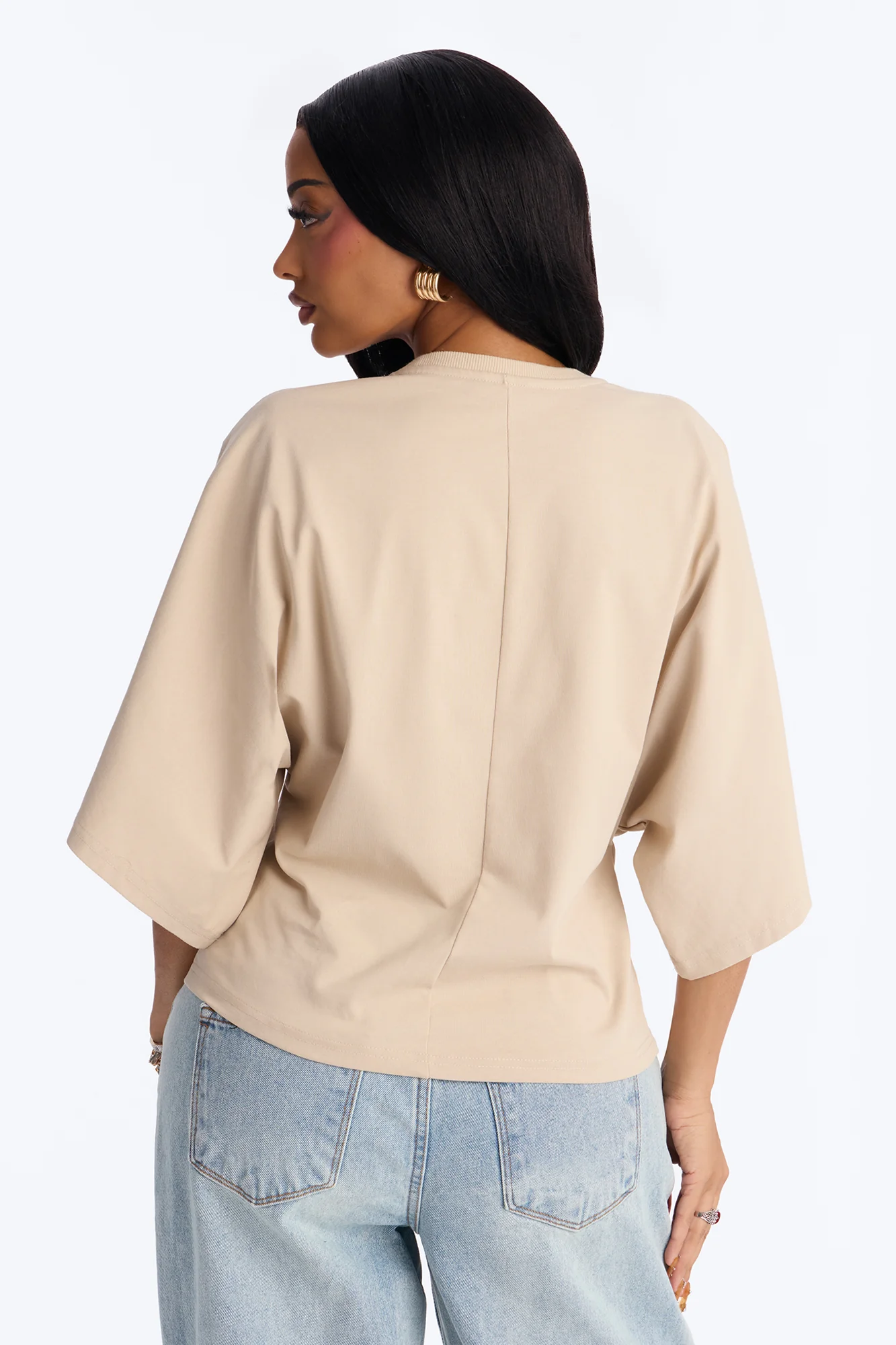 Kendall Oversized Short Sleeve T-Shirt - Tan - Image 3