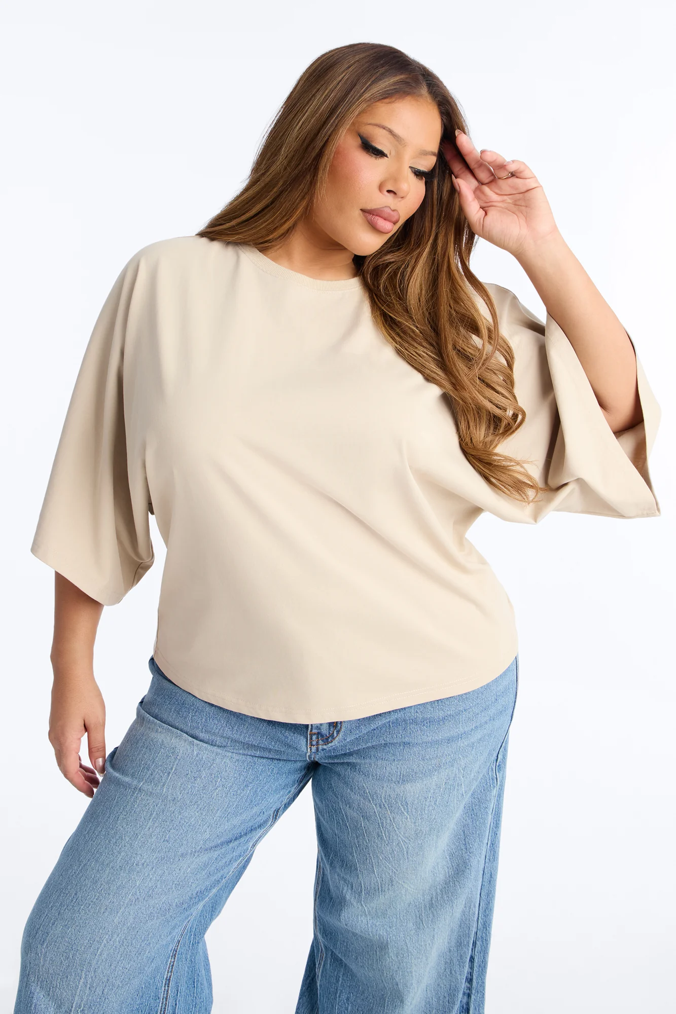 Kendall Oversized Short Sleeve T-Shirt - Tan - Image 4