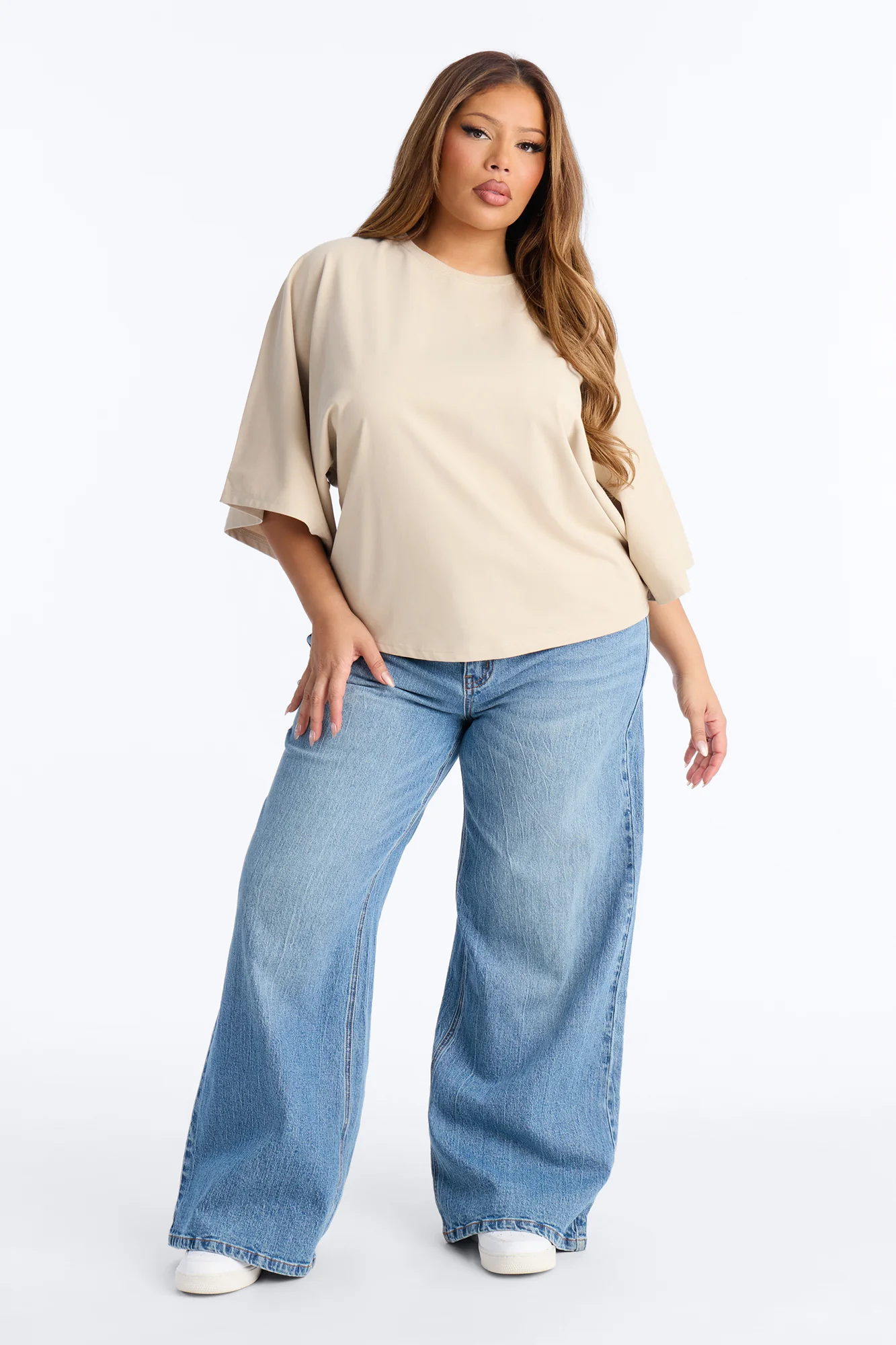 Kendall Oversized Short Sleeve T-Shirt - Tan - Image 5