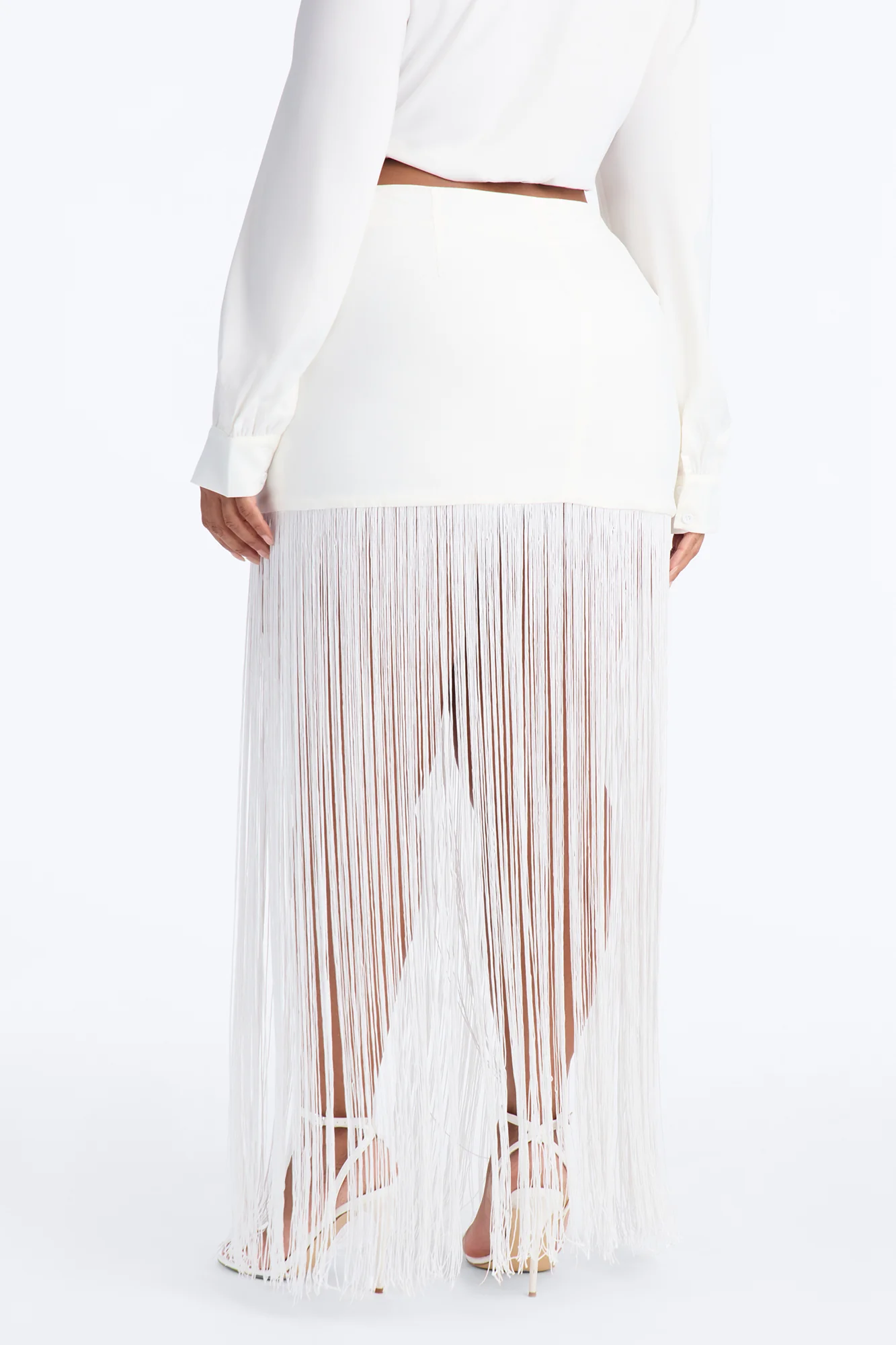 Kendell Fringe Trim Maxi Skirt - White - Image 7