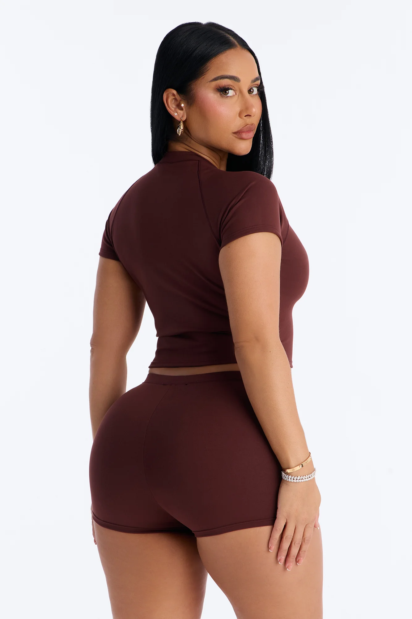 Kendra Brushed Short Set - Chocolate - Image 3
