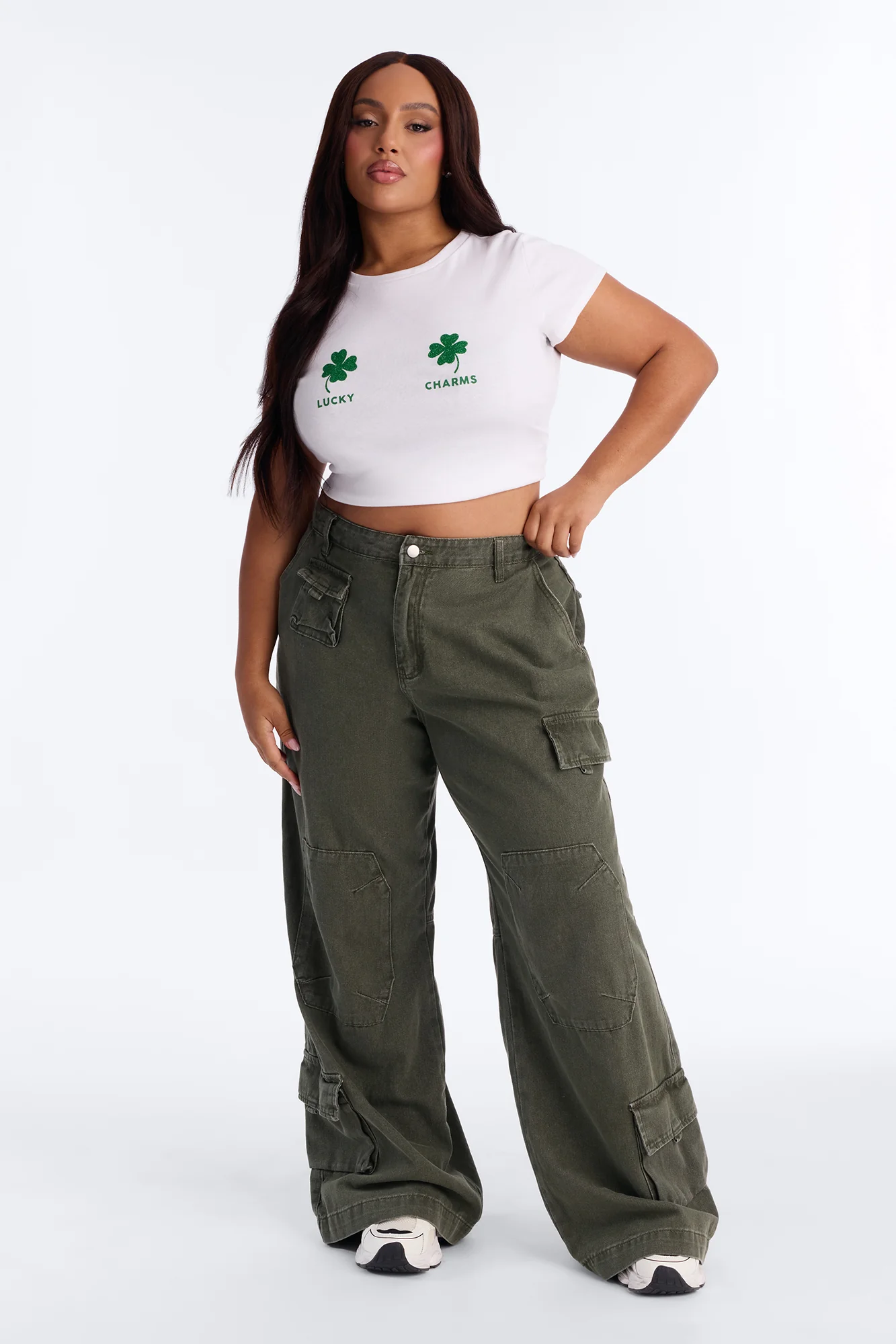 Kendra High Rise Wide Leg Cargo Pant - Olive - Image 6