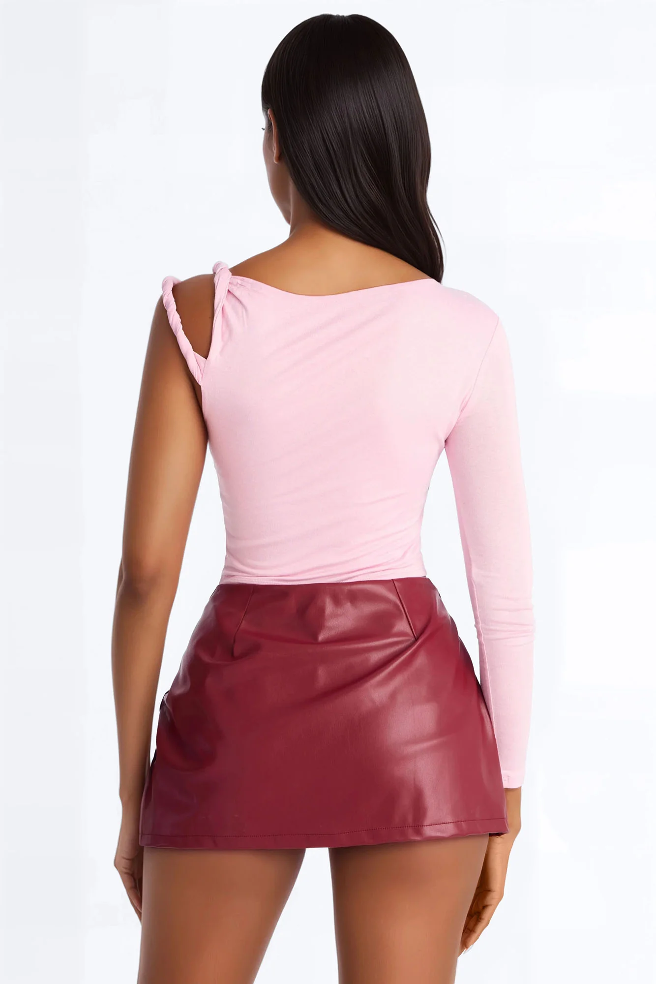 Kendra One Shoulder Long Sleeve Top - Pink - Image 4
