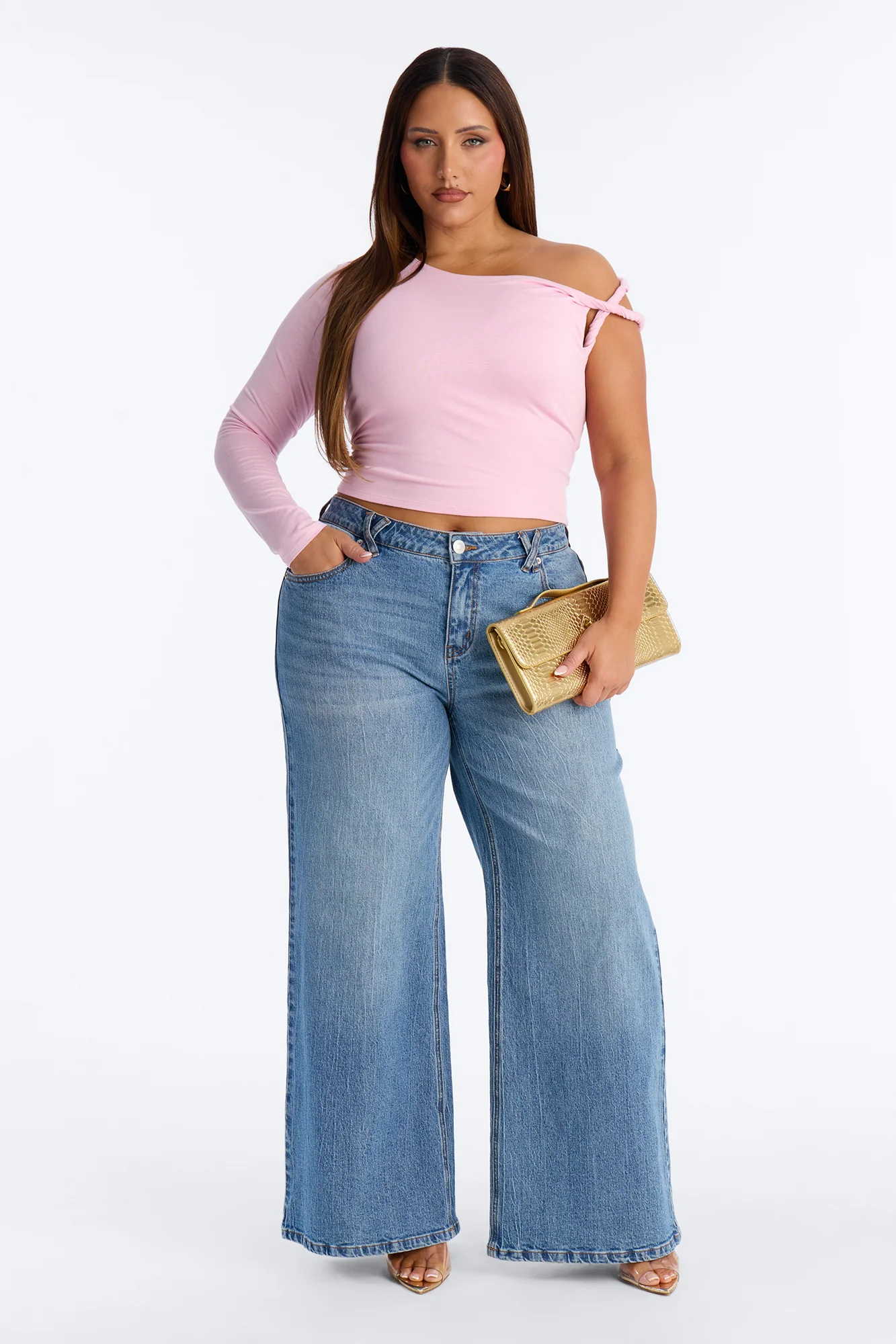 Kendra One Shoulder Long Sleeve Top - Pink - Image 6