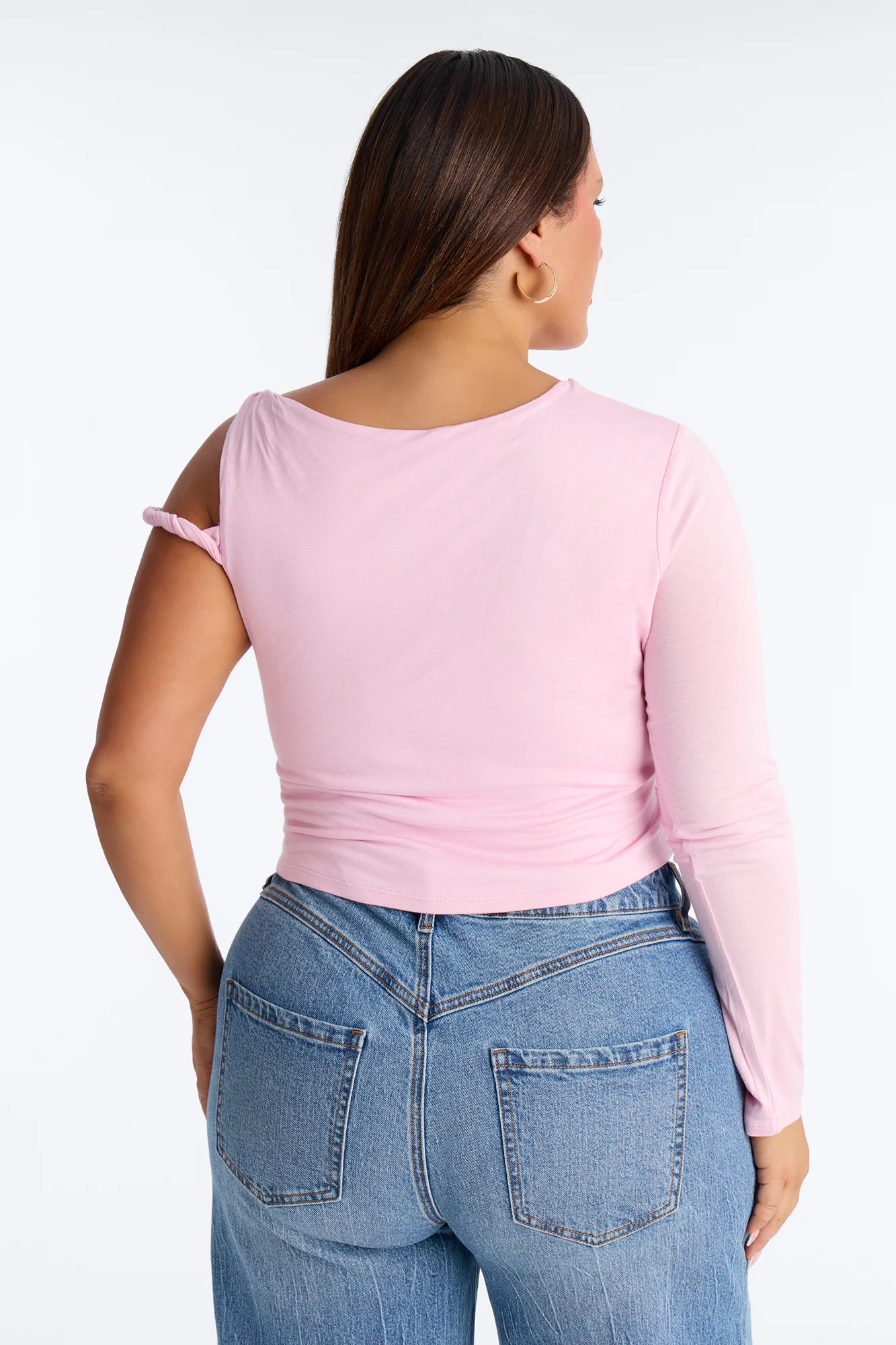 Kendra One Shoulder Long Sleeve Top - Pink - Image 7