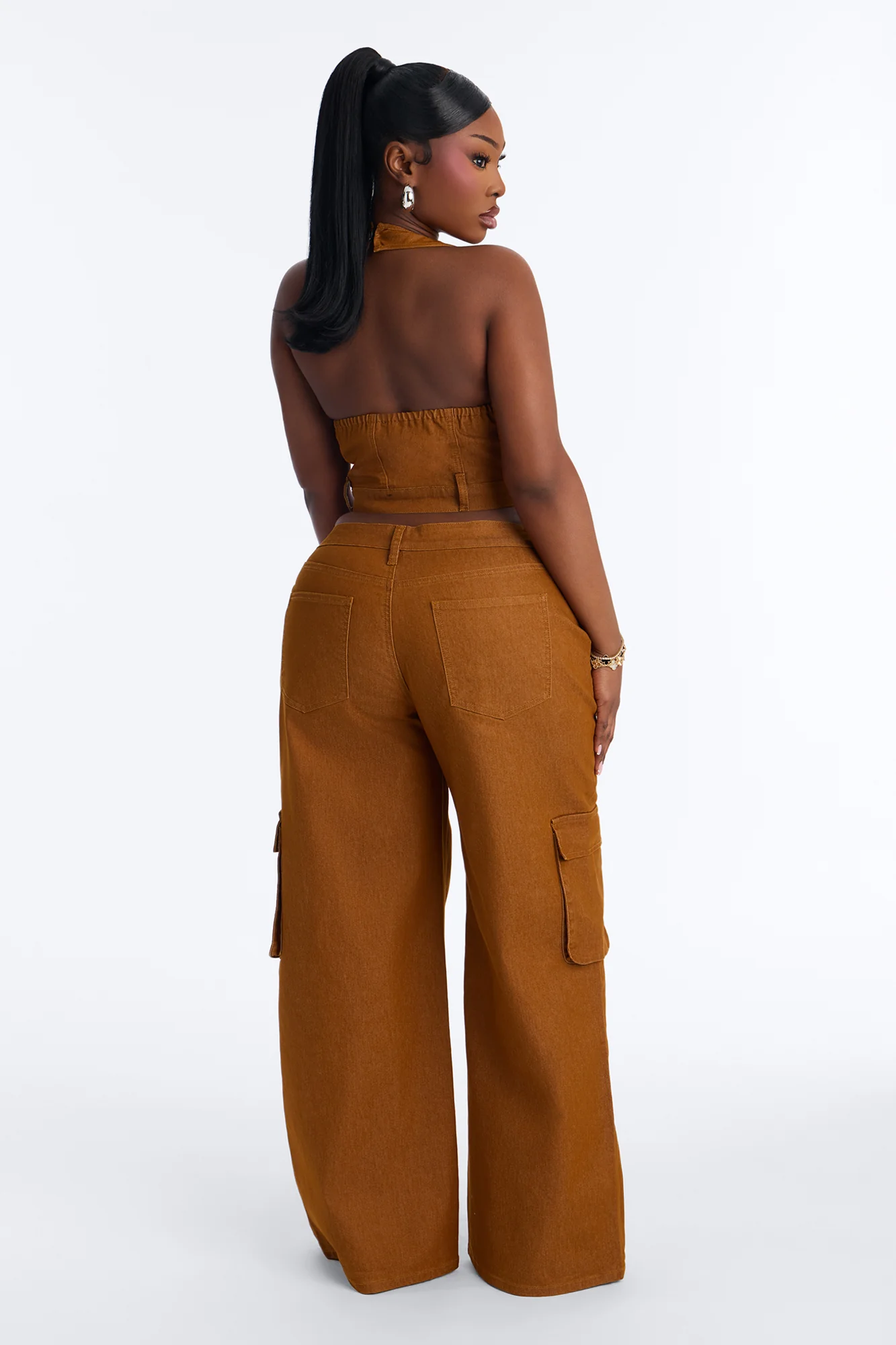 Kenia Halter Cargo Pant Set - Brown - Image 7