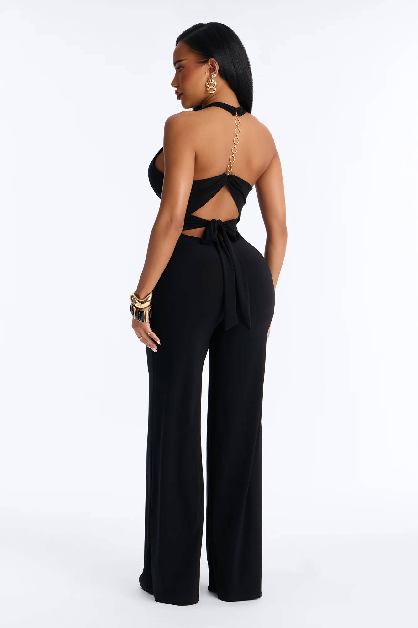 Kenna Halter Chain Jumpsuit - Black - Image 3
