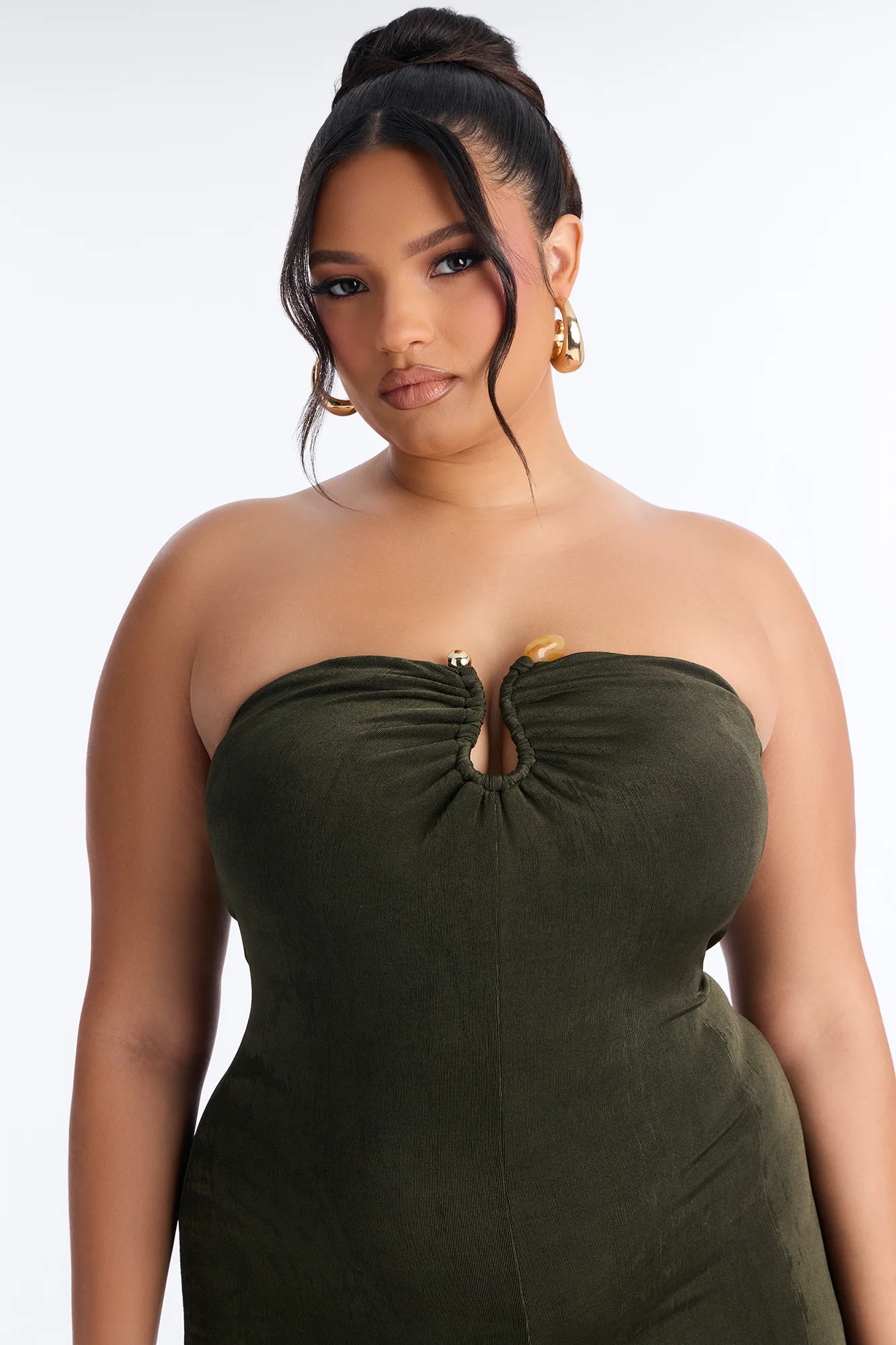 Kenna Strapless Wide Leg Jumpsuit - Olive - Image 6