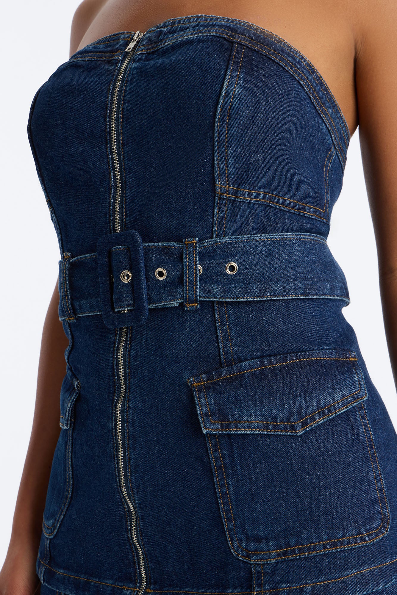 Kenny Denim Strapless Pant Set - Denim - Image 3