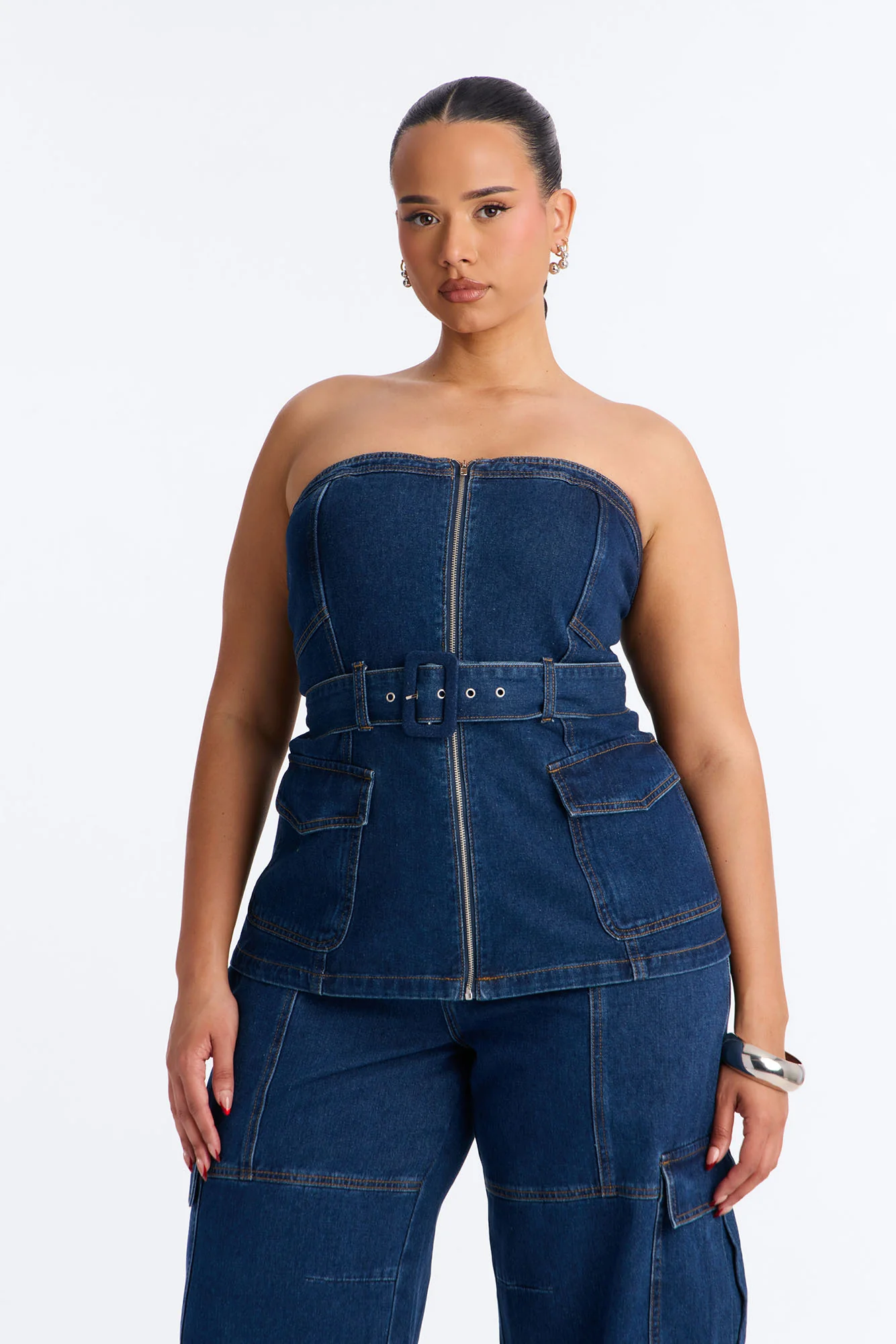 Kenny Denim Strapless Pant Set - Denim - Image 6