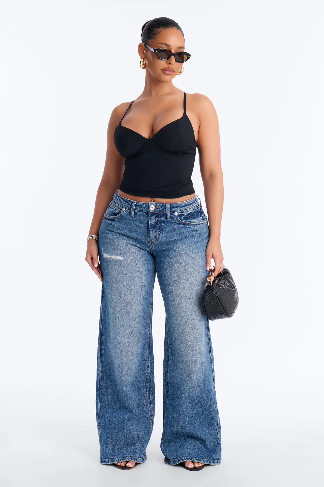 Kenny Padded Sweetheart Tank Top - Black