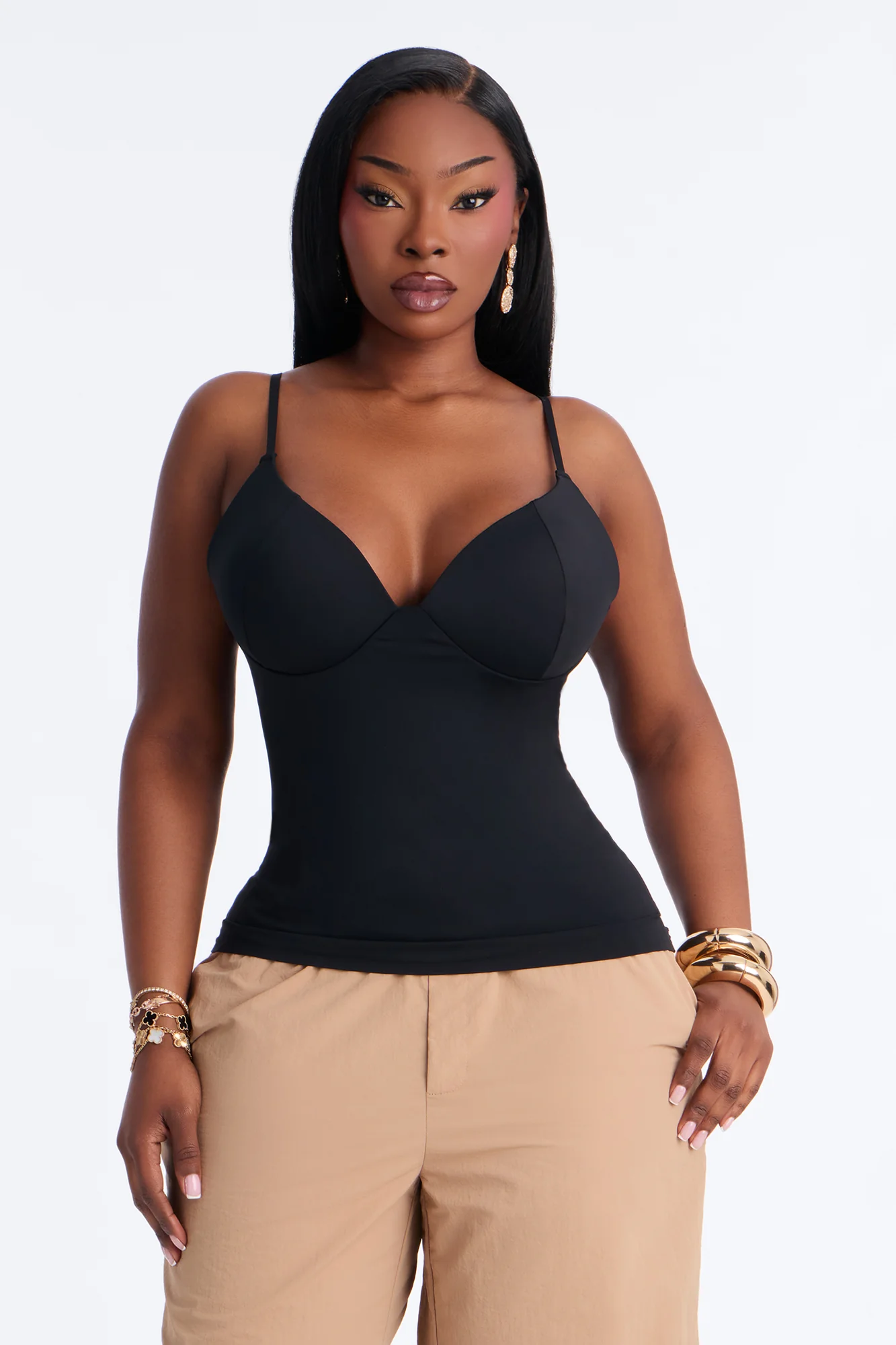 Kenny Padded Sweetheart Tank Top - Black - Image 5