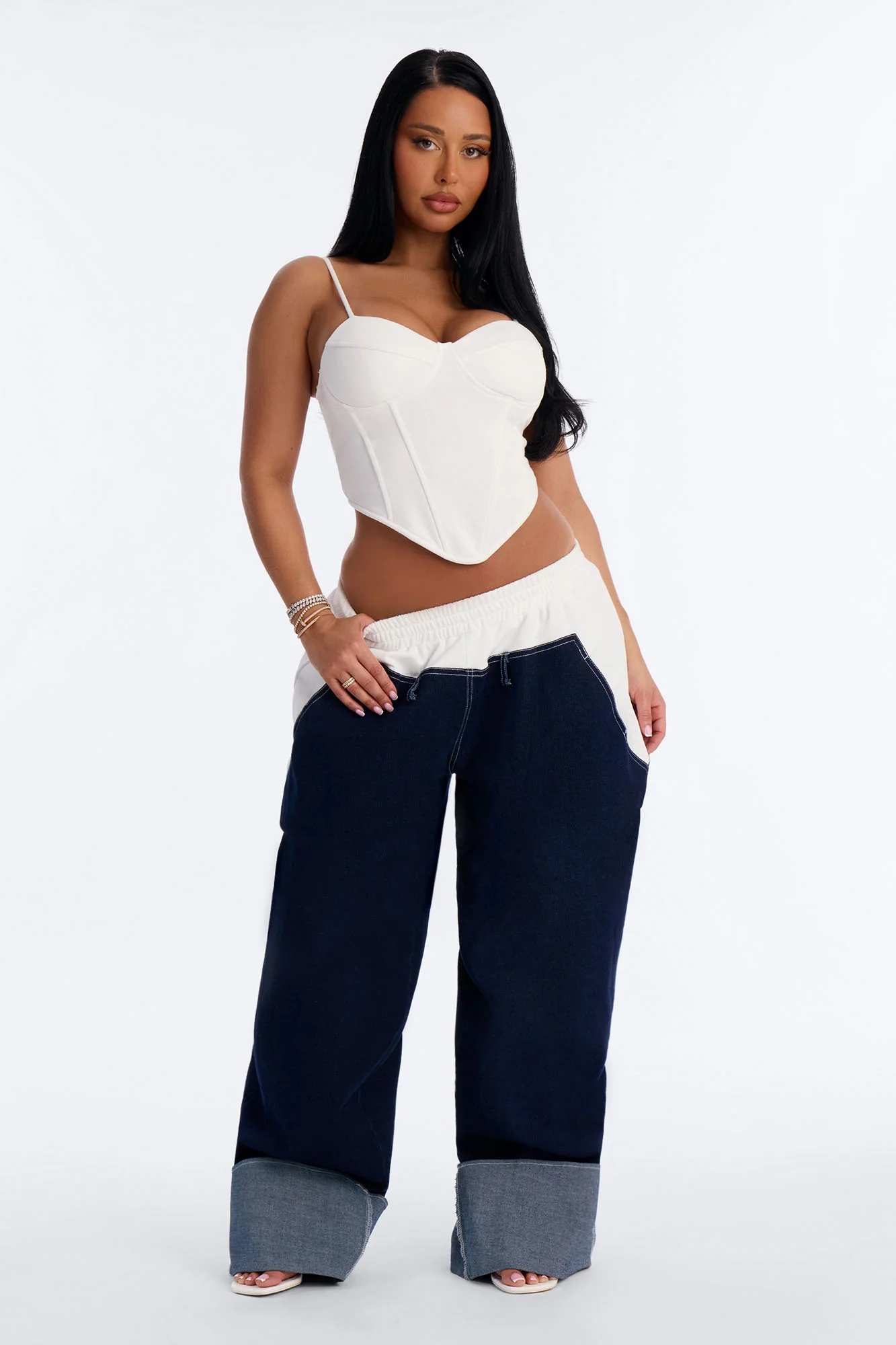 Khali Corset Pant Set - White/combo