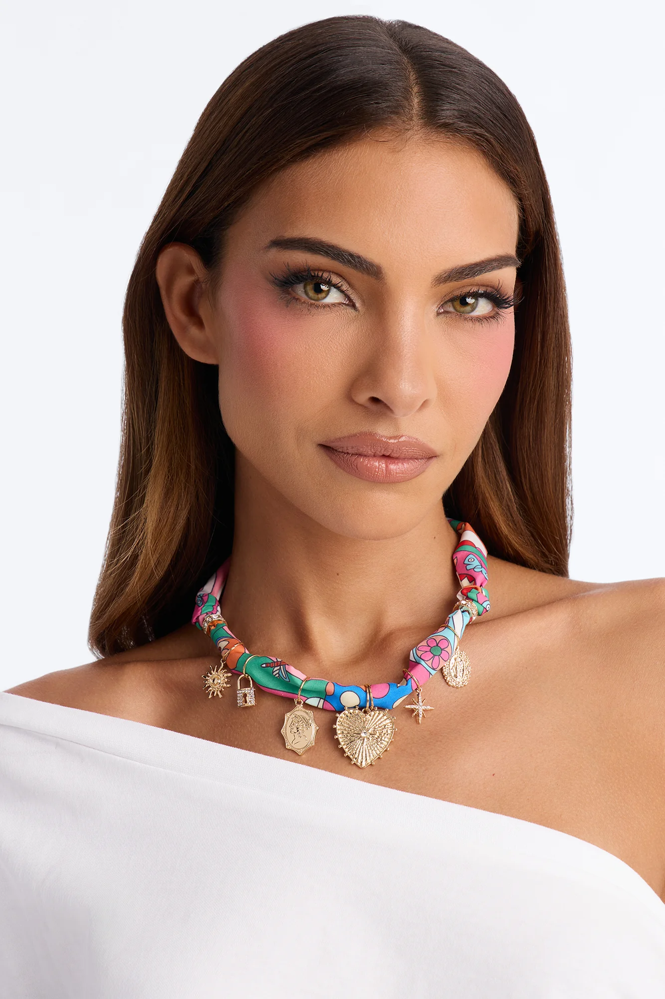 Khole Scarf Charm Necklace - Pink - Image 2
