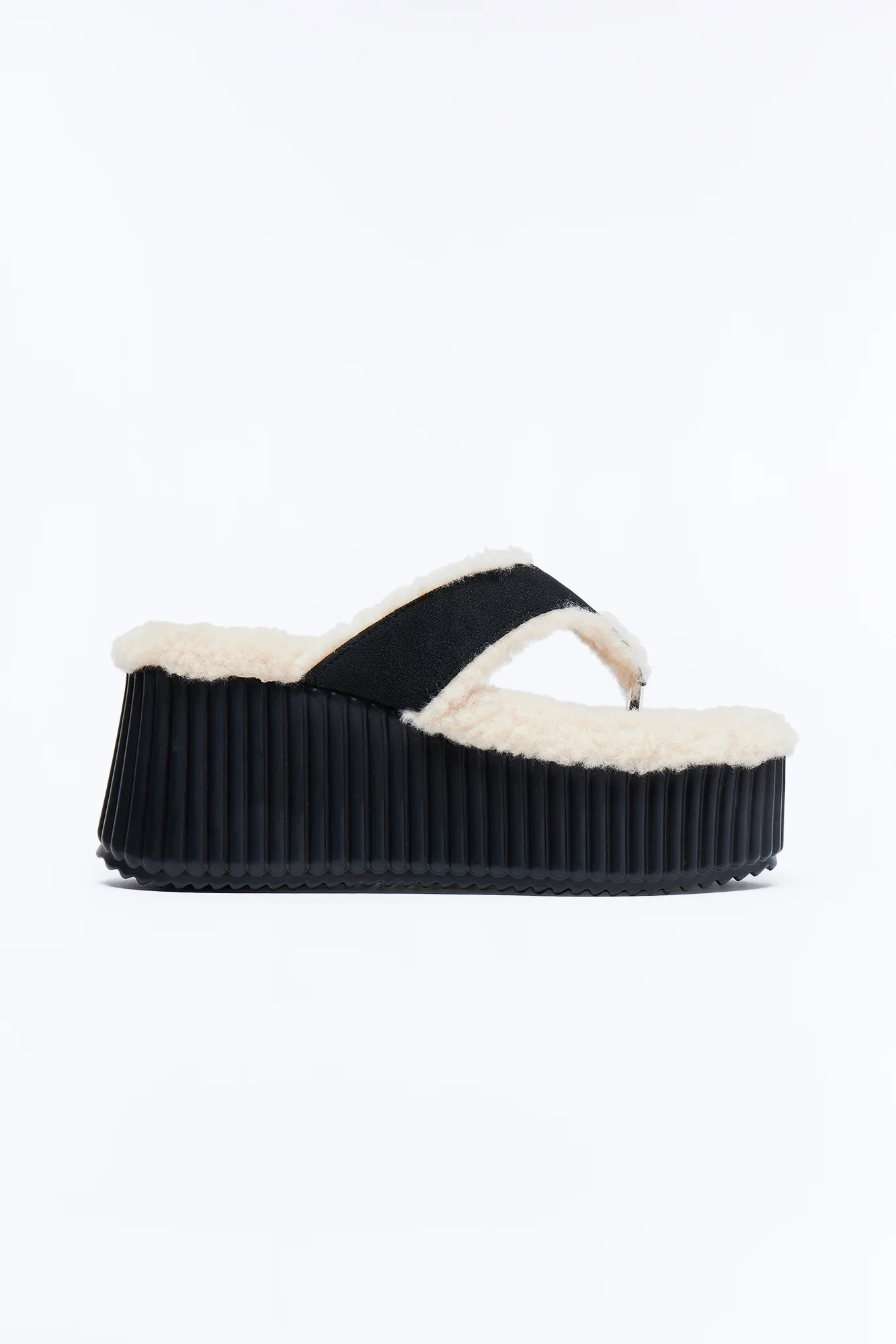 Kiana Faux Fur Wedges - Black