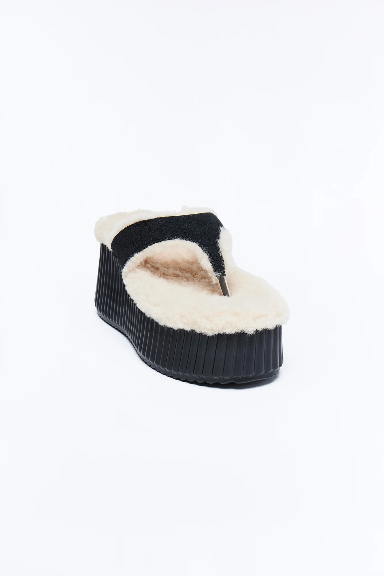 Kiana Faux Fur Wedges - Black - Image 2