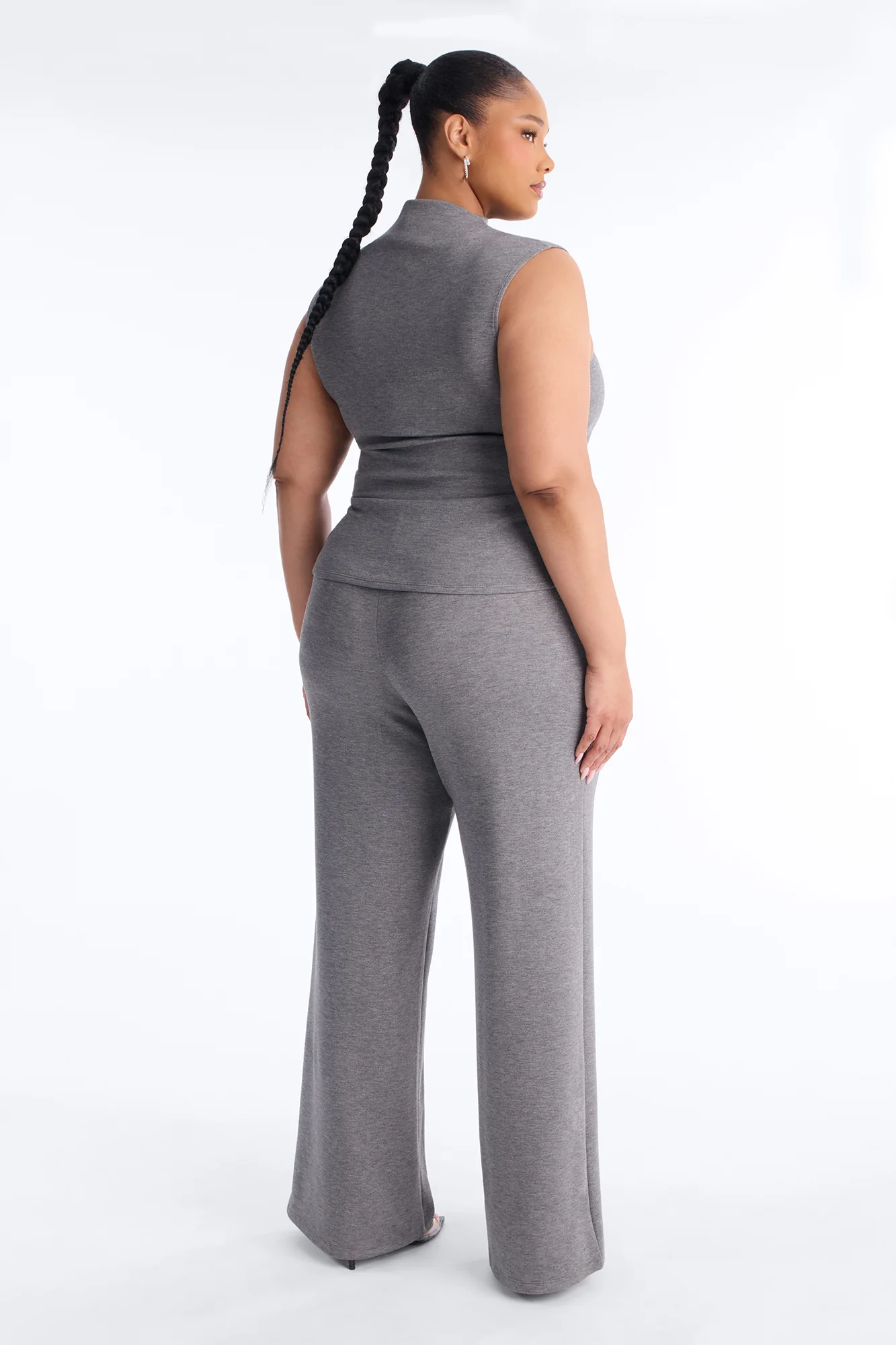 Kiana Sleeveless Mock Neck Pant Set - Charcoal - Image 7