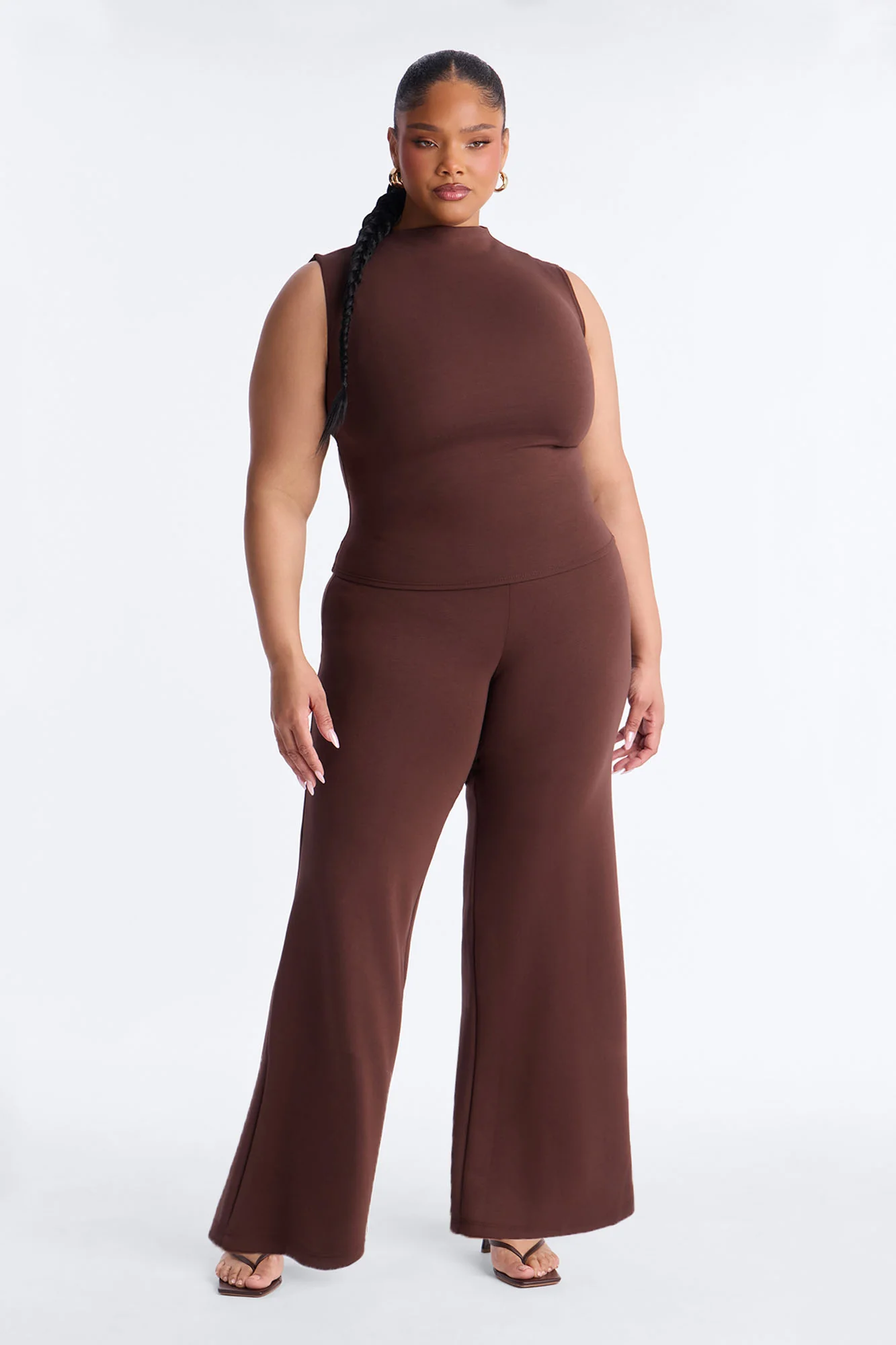 Kiana Sleeveless Mock Neck Pant Set - Chocolate - Image 4