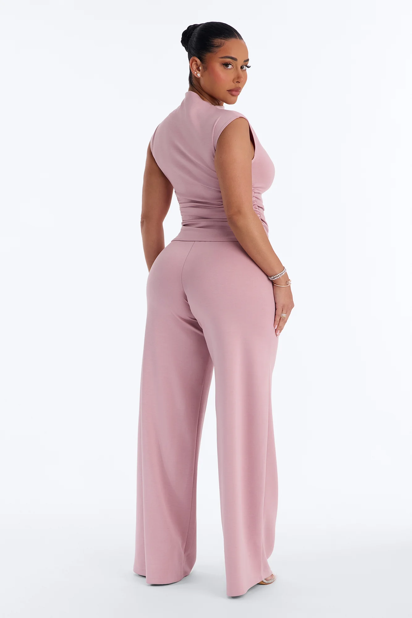 Kiana Sleeveless Mock Neck Pant Set - Mauve - Image 4
